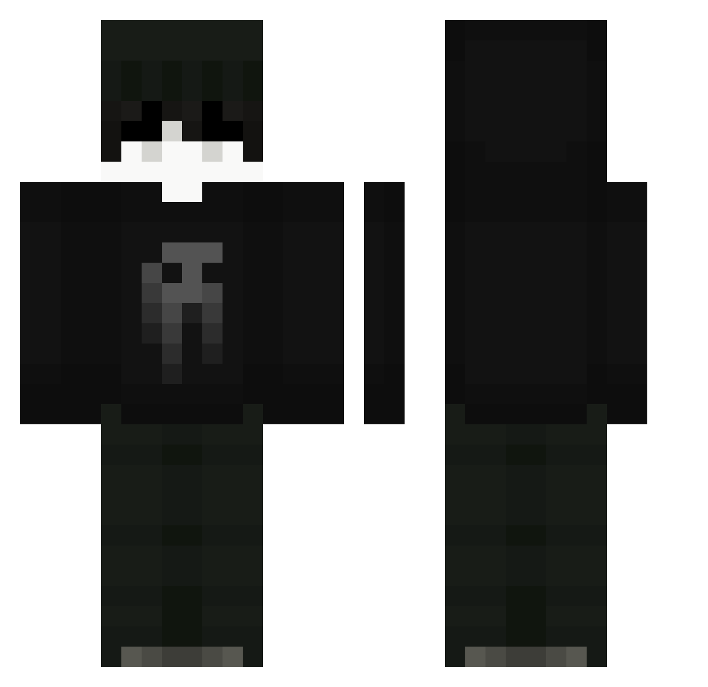 Rayend Minecraft skin, front and back view