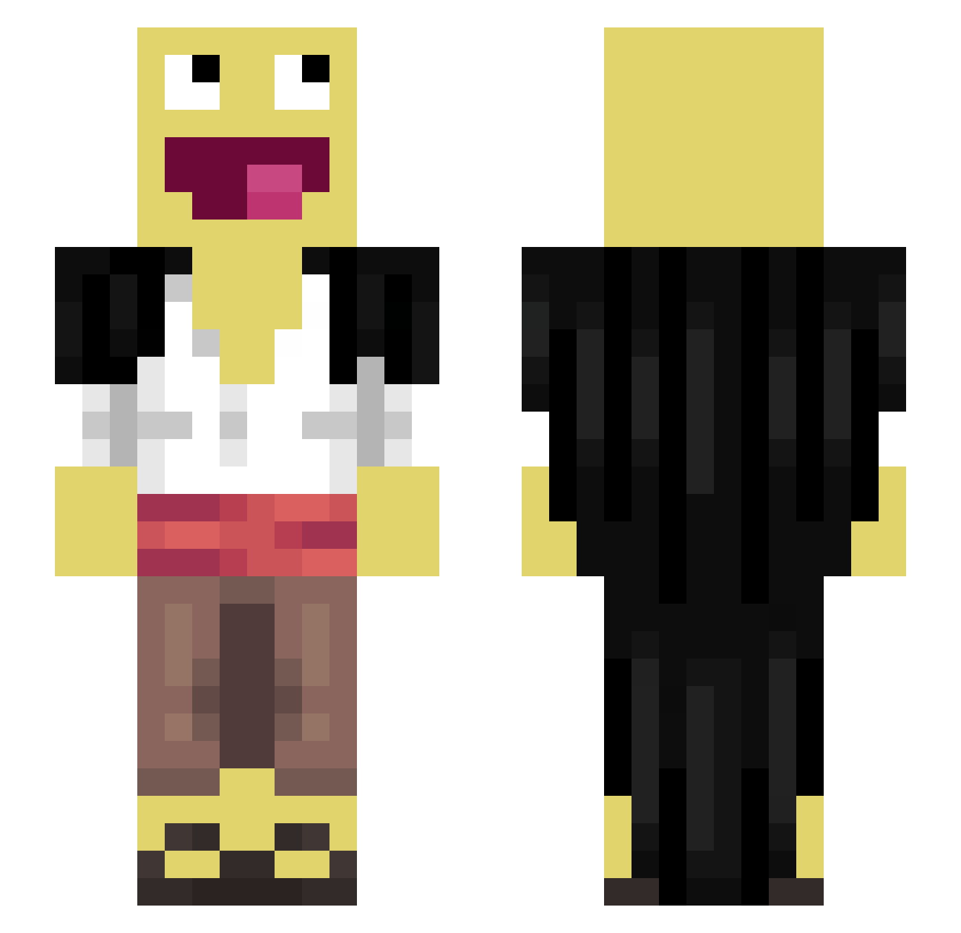 MichaChaos Minecraft skin, front and back view