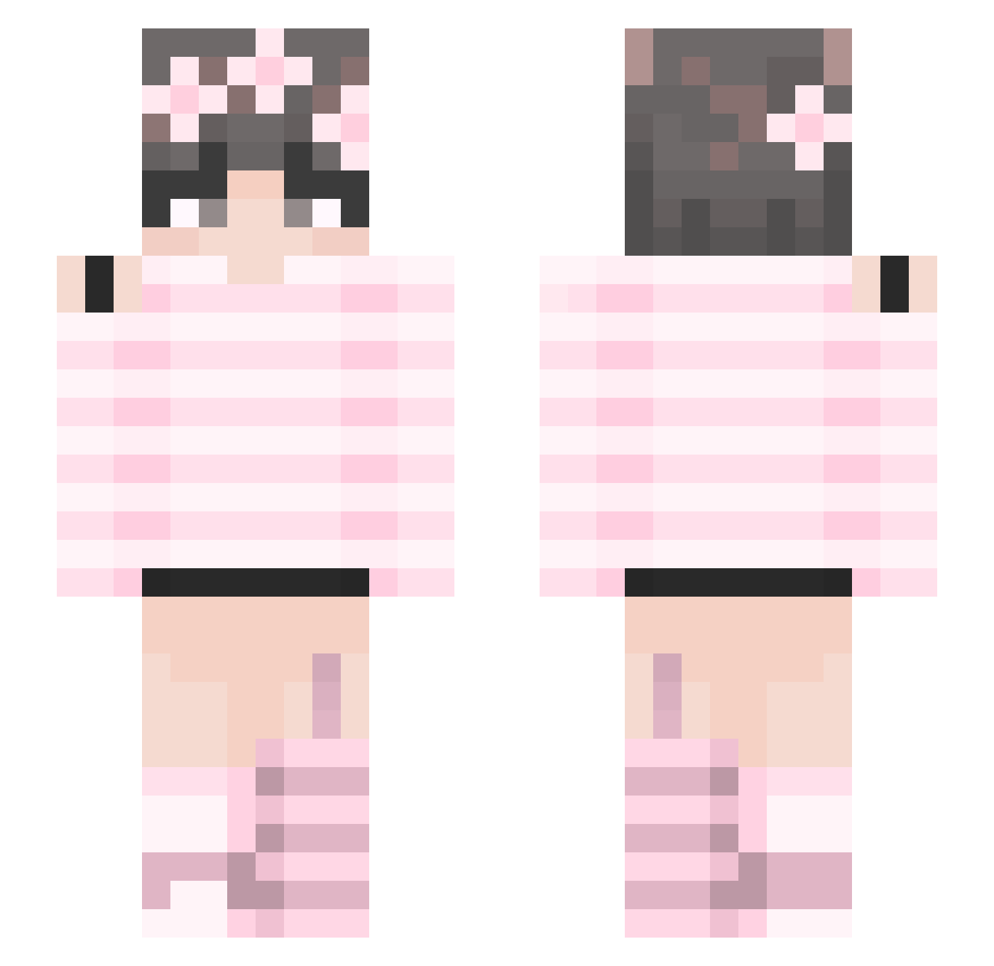 Wyr1h Minecraft skin, front and back view