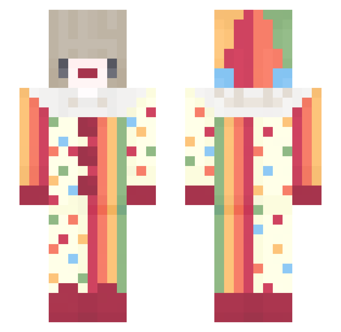 liluXD Minecraft skin, front and back view