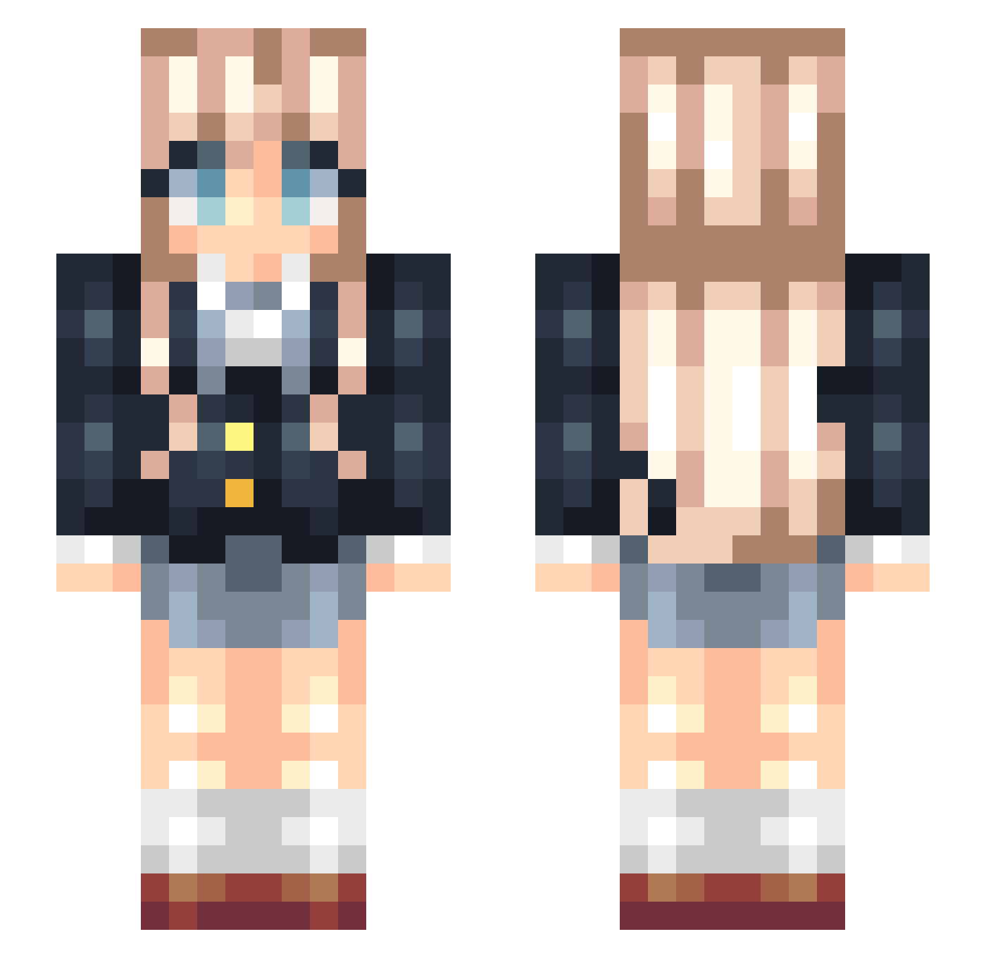 Misaki_ap Minecraft skin, front and back view