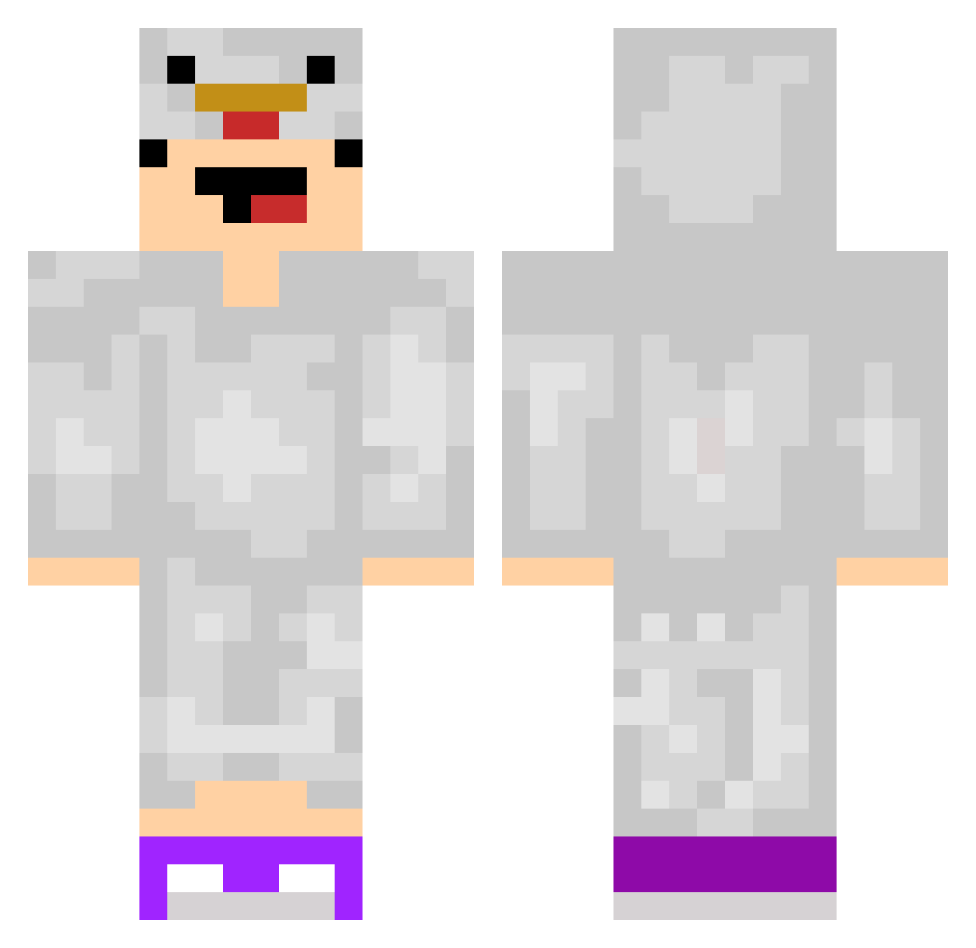 AClassicChiken Minecraft skin, front and back view