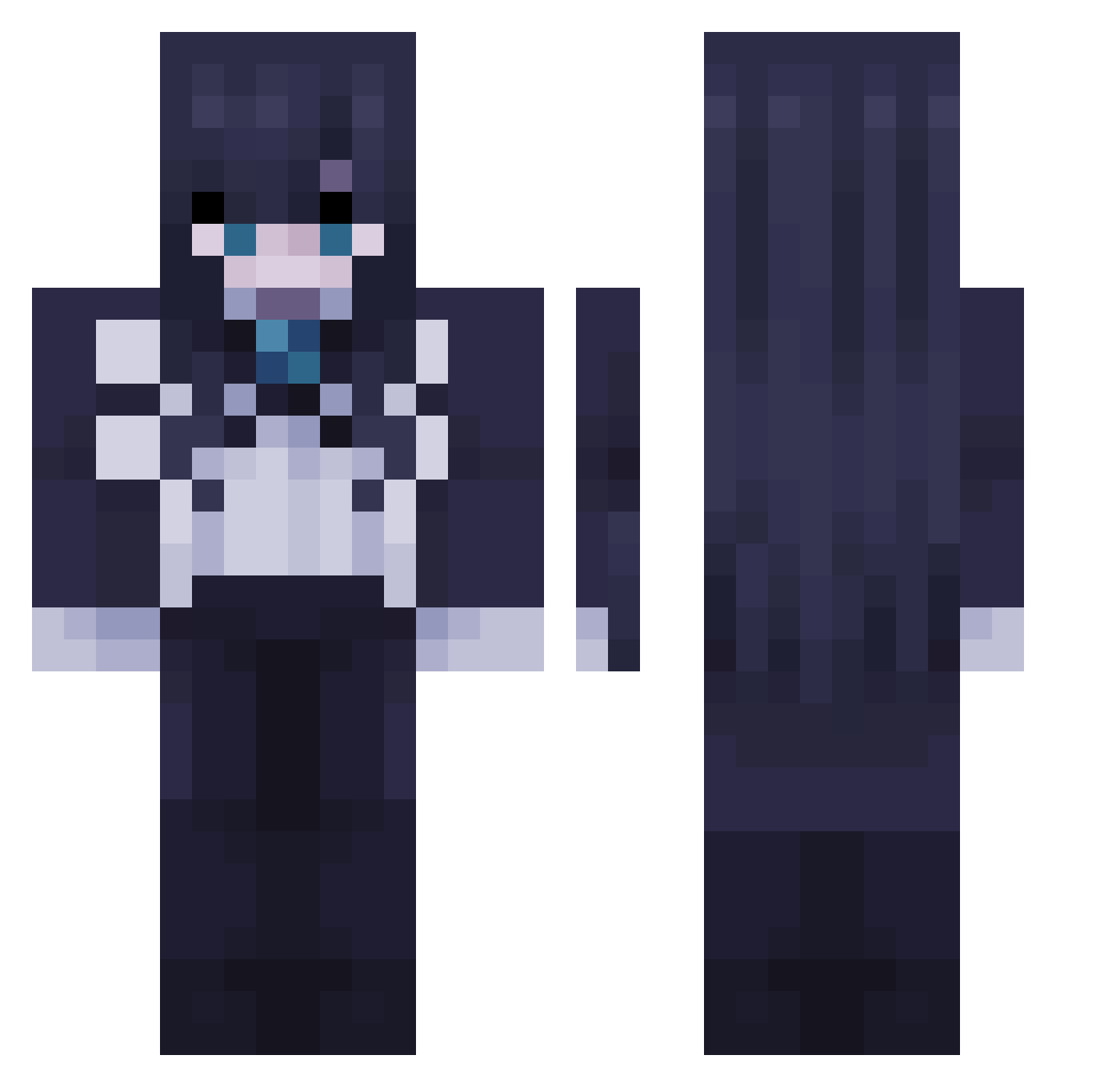 Bwoo00 Minecraft skin, front and back view