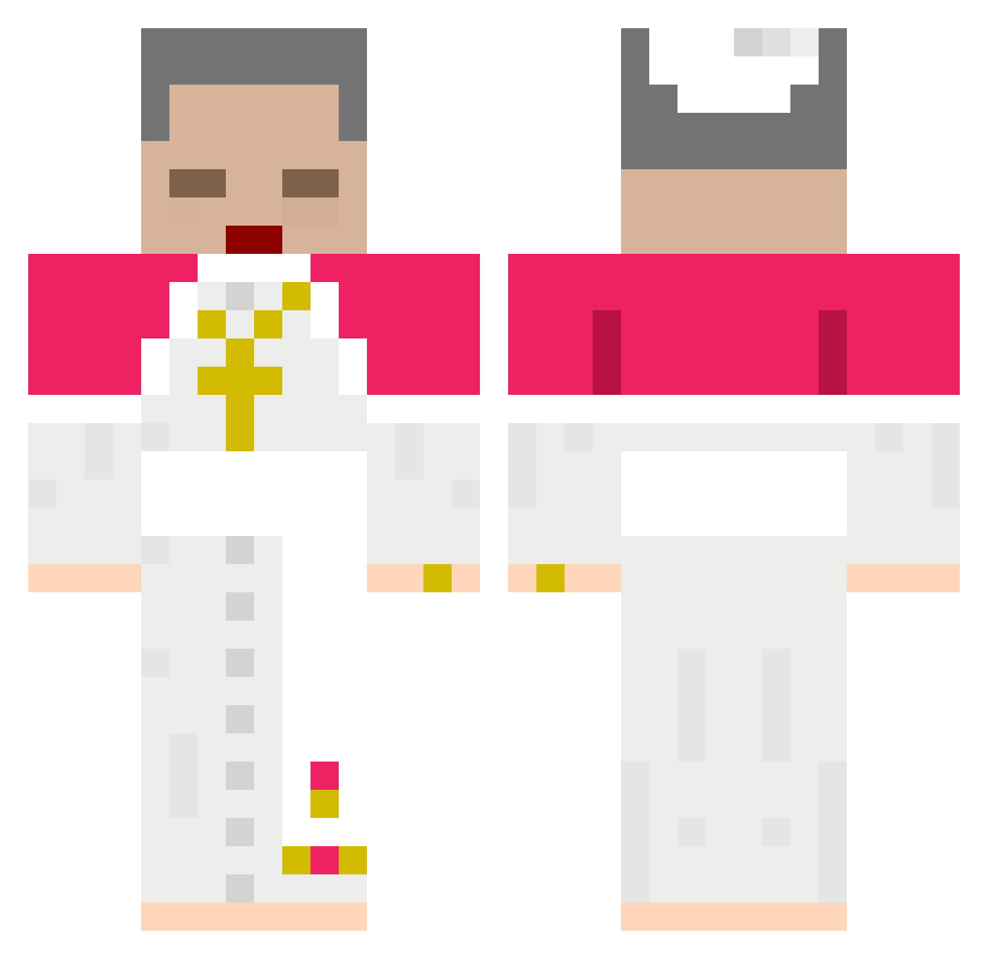 PoopBenedictXV Minecraft skin, front and back view