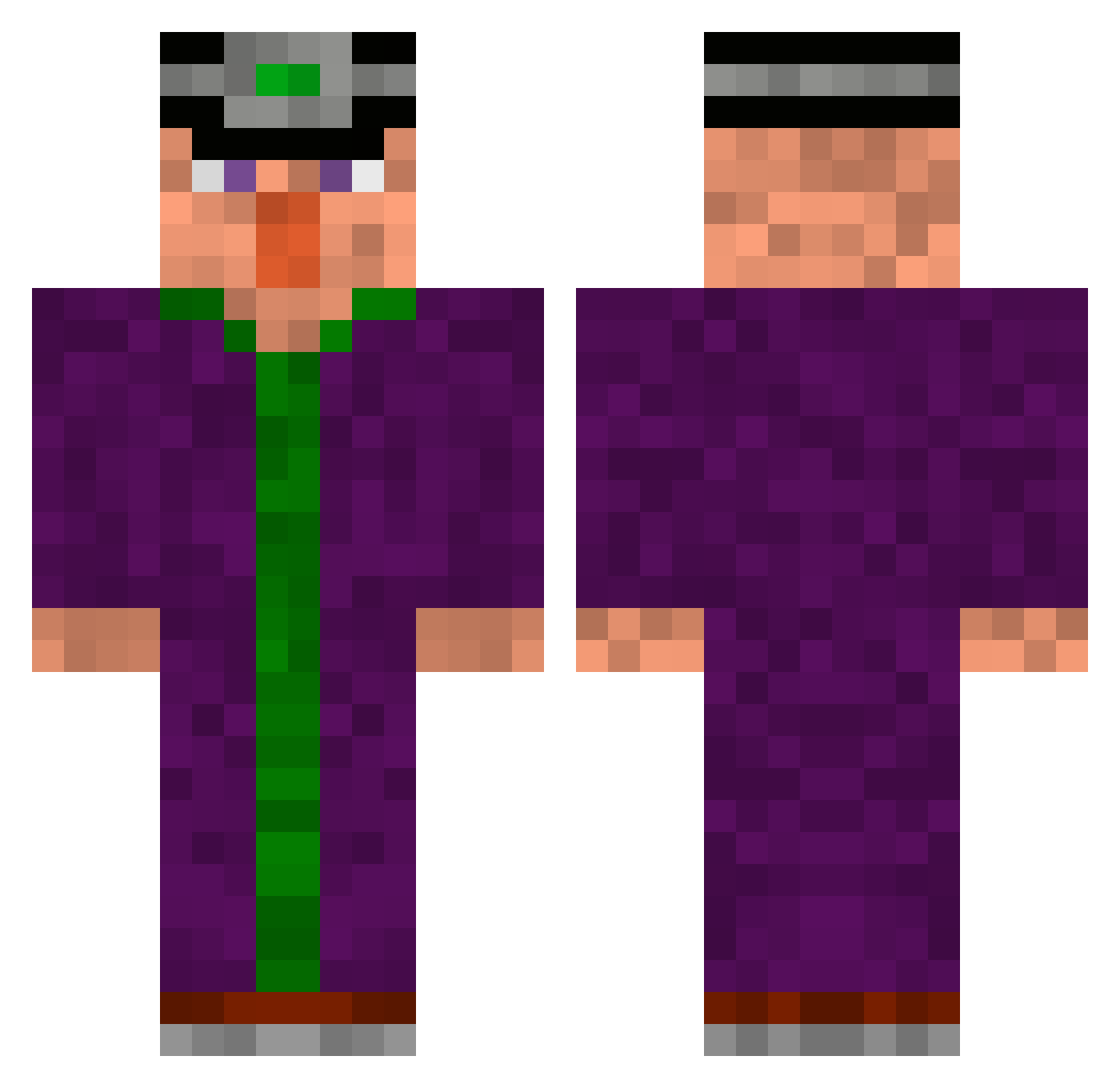 Flatter Minecraft skin, front and back view