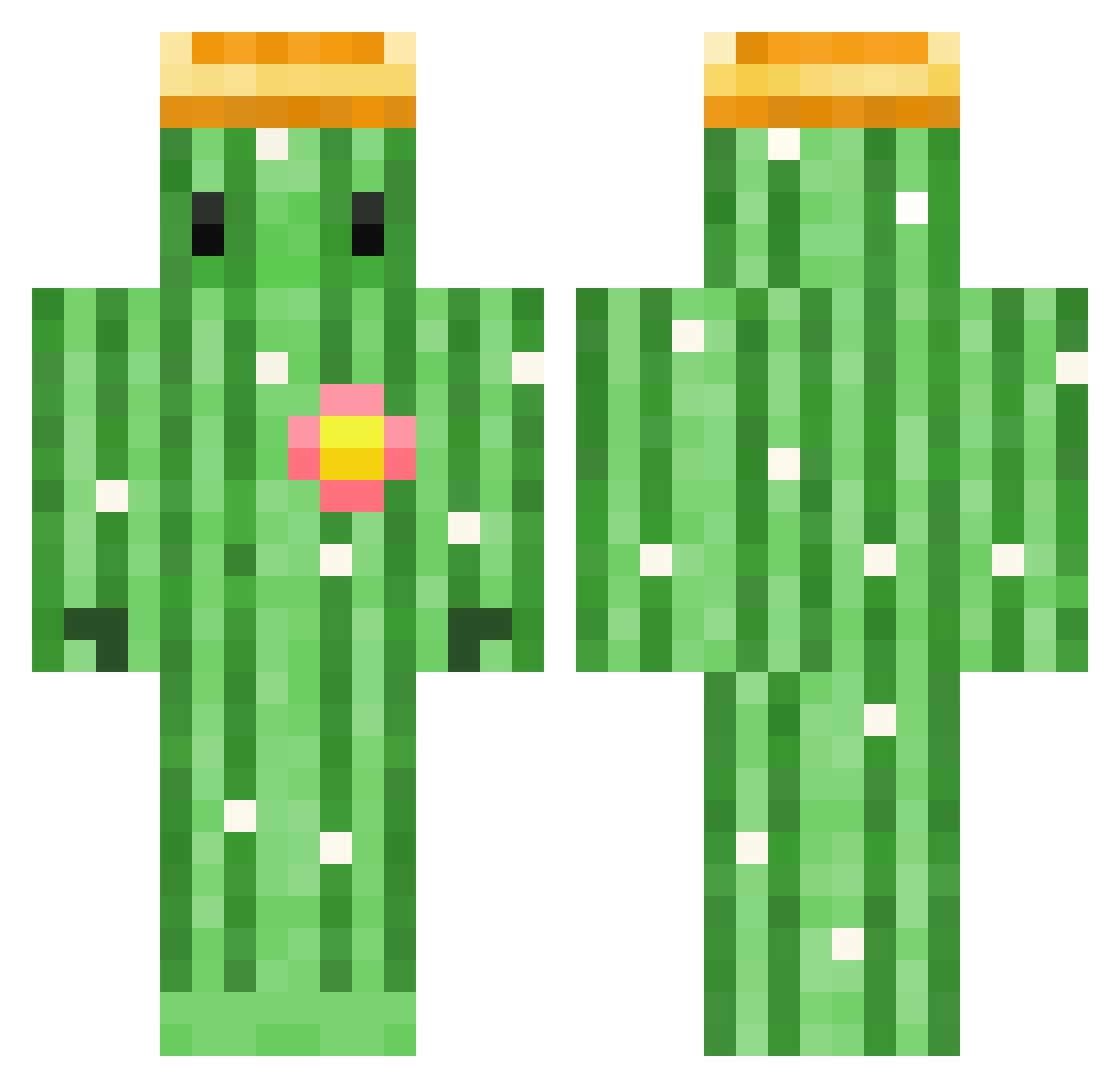 bathwatere Minecraft skin, front and back view