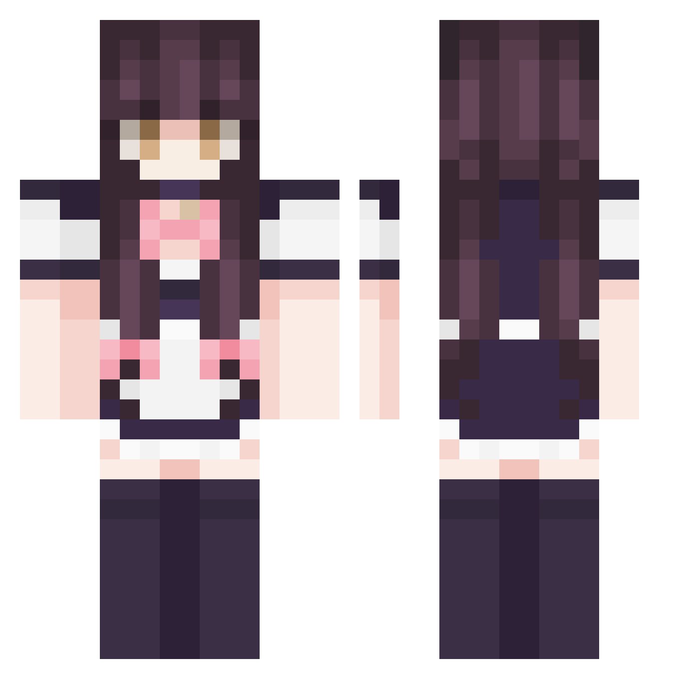 Witchery Minecraft skin, front and back view