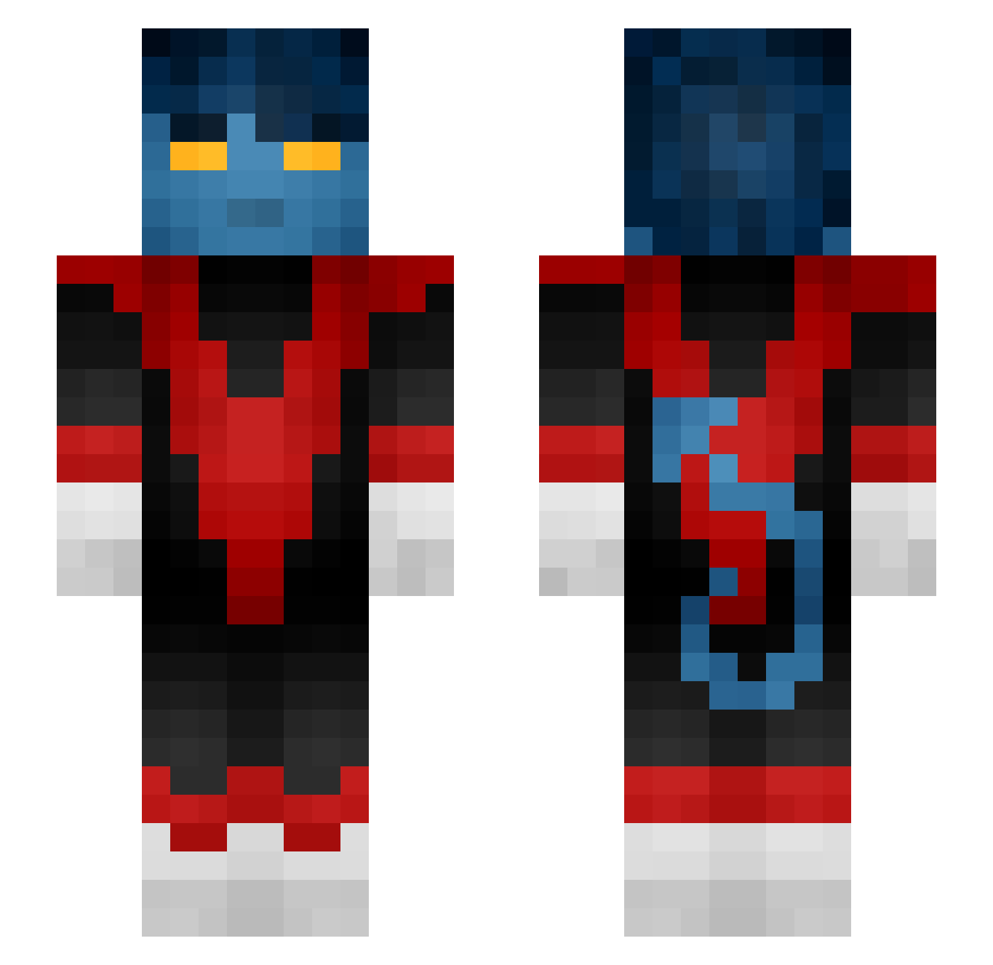 MJ0DC Minecraft skin, front and back view