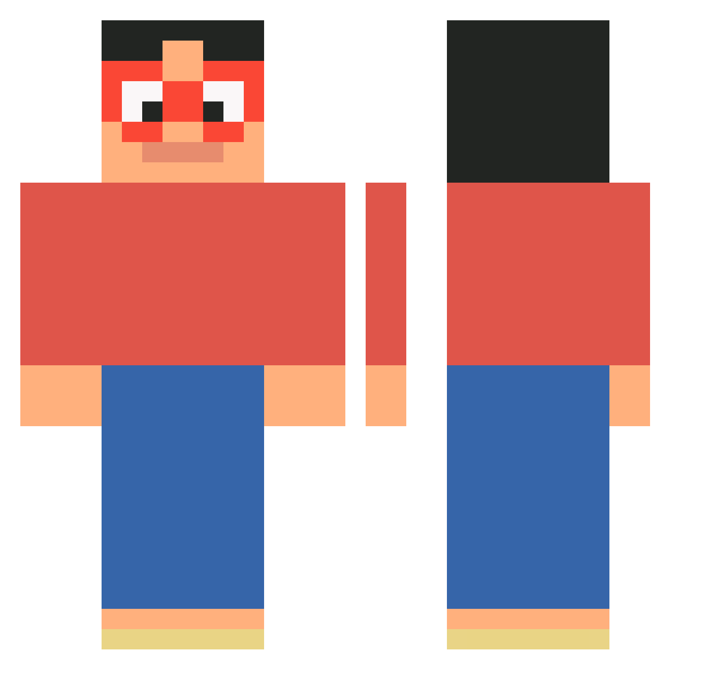 kayfi25 Minecraft skin, front and back view