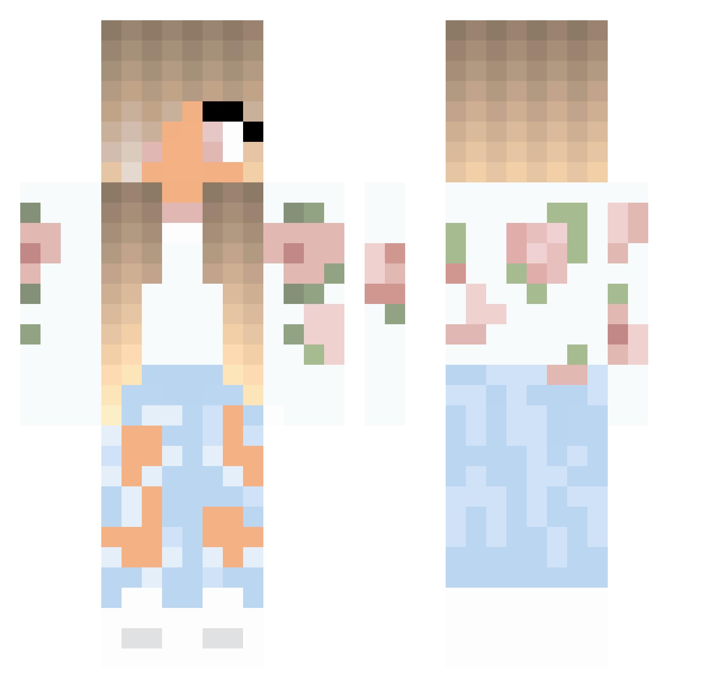 TooGreasy Minecraft skin, front and back view