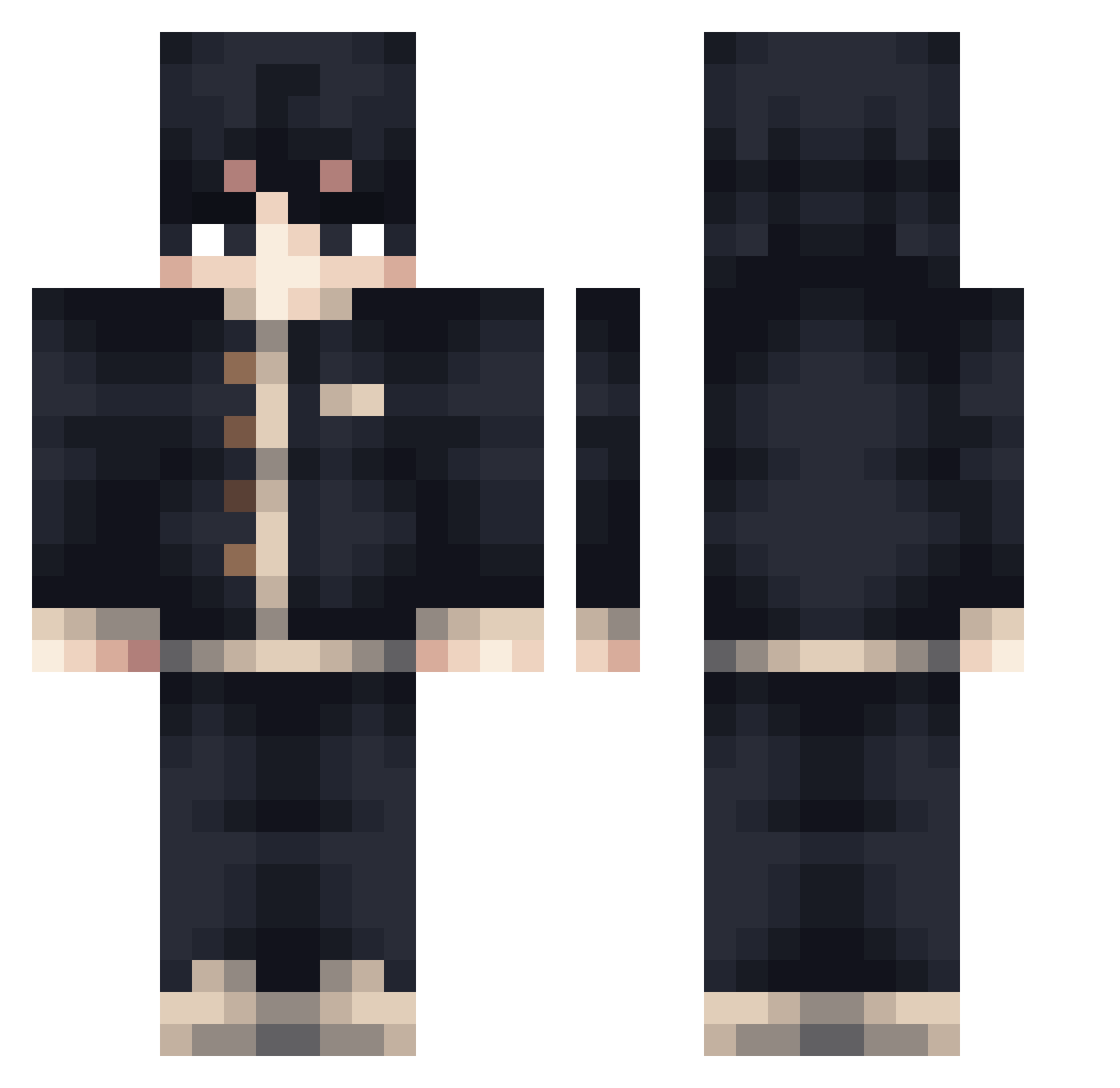 Nucaa Minecraft skin, front and back view
