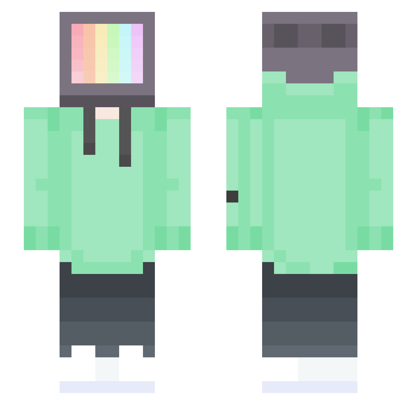 stereoscopy Minecraft skin, front and back view