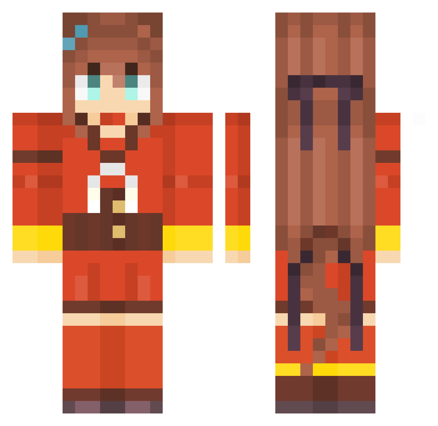 PlotPenguin Minecraft skin, front and back view