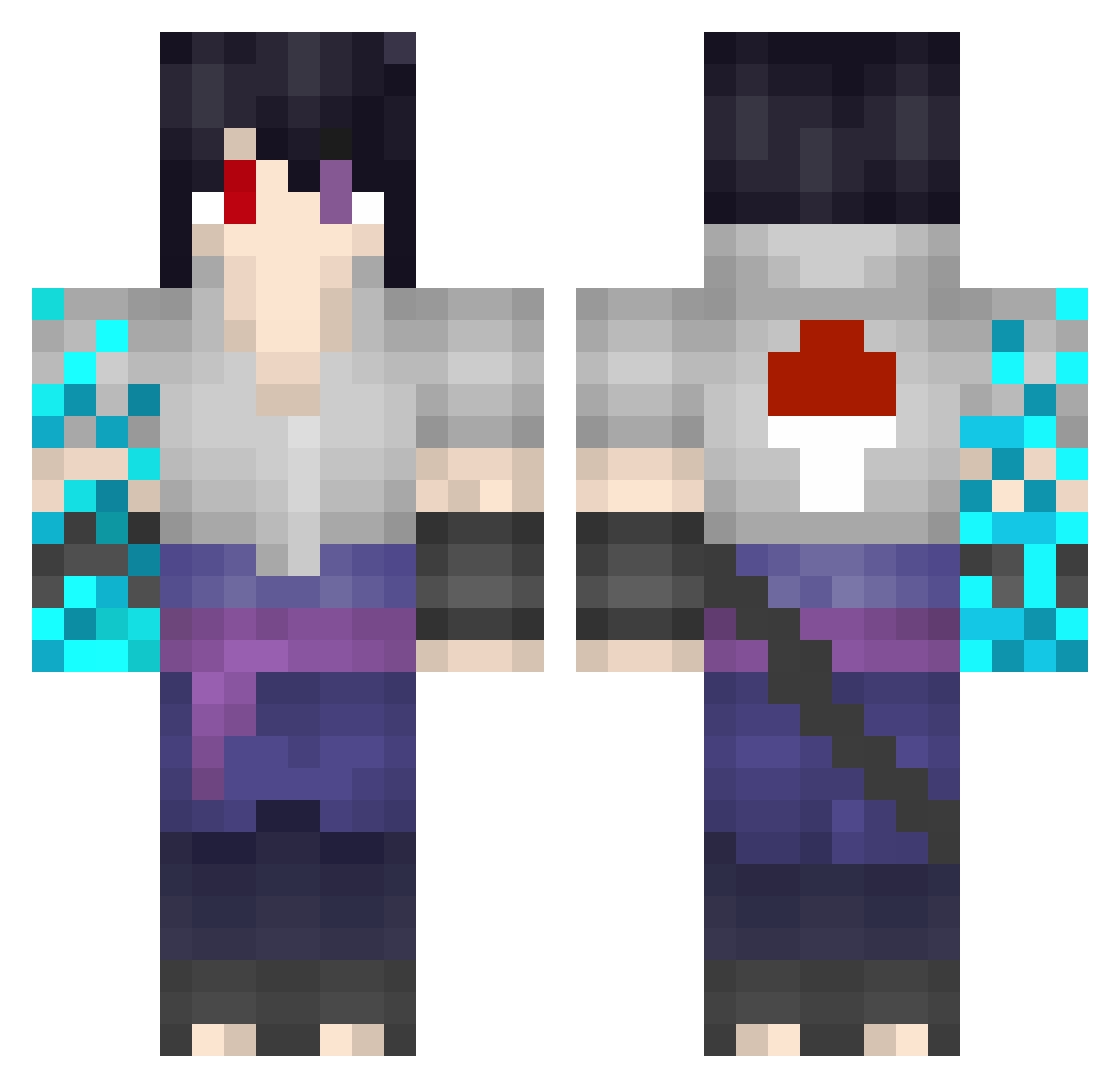 AJBG Minecraft skin, front and back view