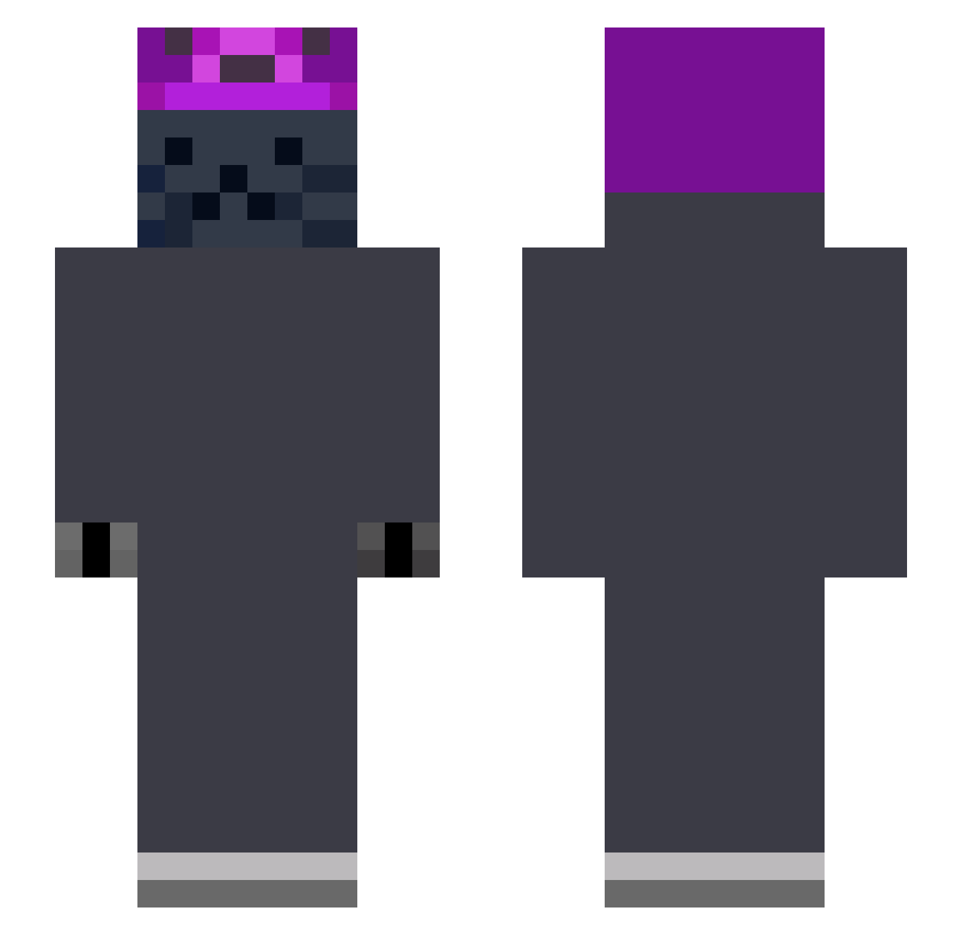 Unobstructive Minecraft skin, front and back view