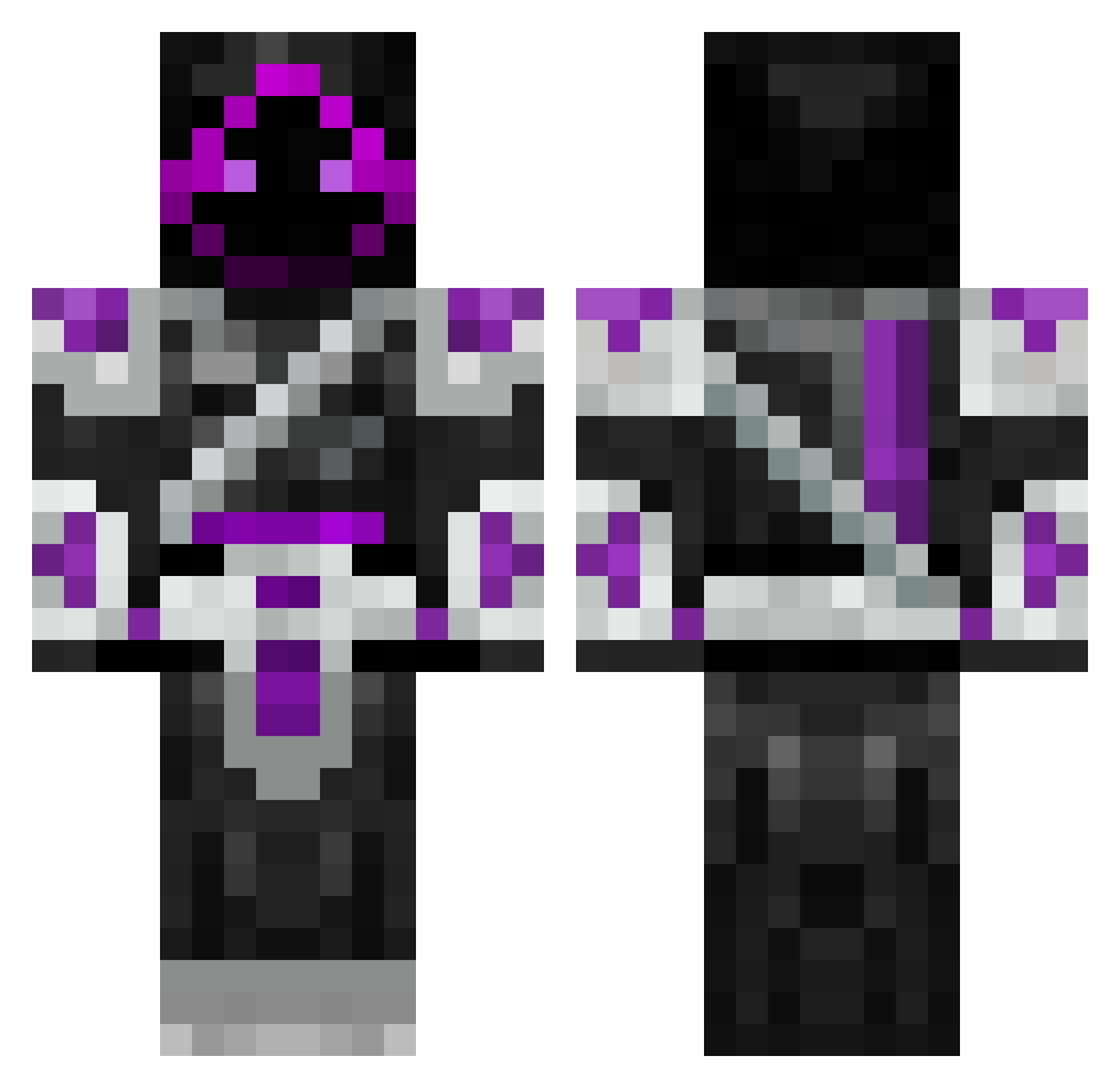 Dipolar Minecraft skin, front and back view