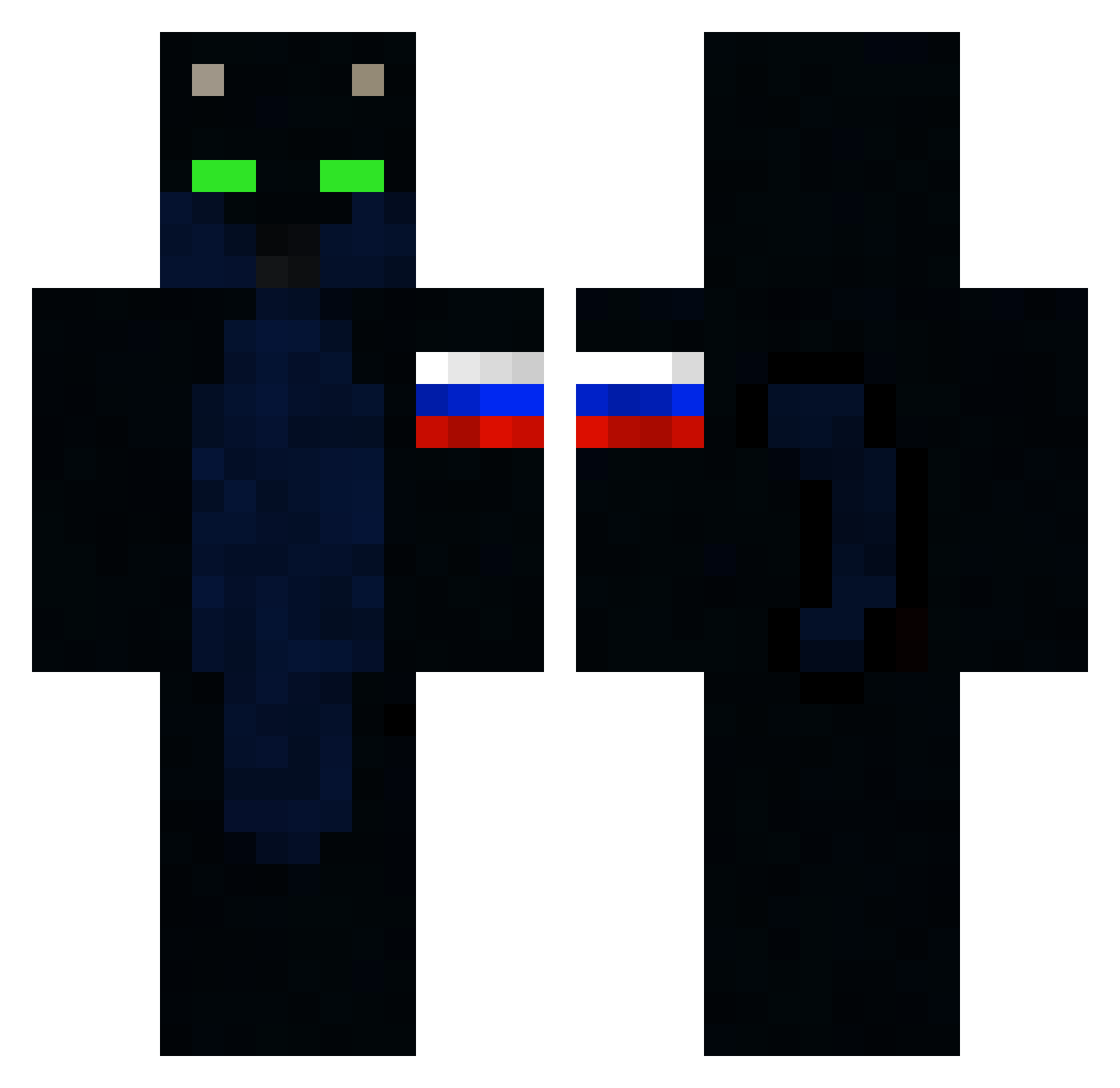 unenlightened Minecraft skin, front and back view