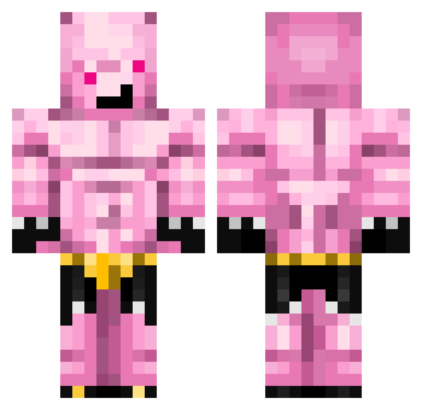 FluffyShinobu Minecraft skin, front and back view