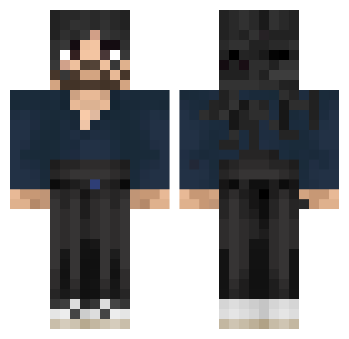 Dedhund Minecraft skin, front and back view