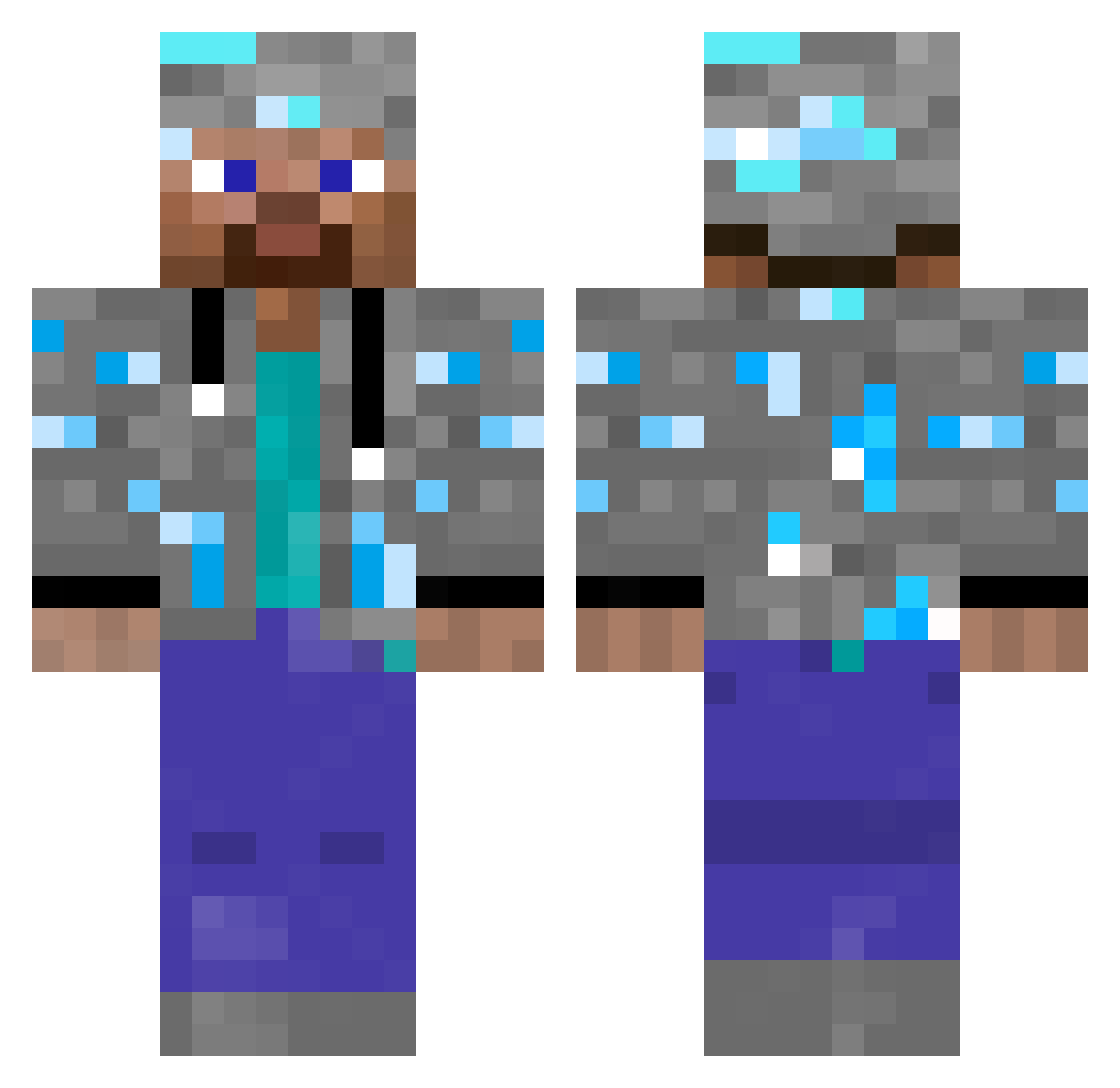 DiaOre Minecraft skin, front and back view