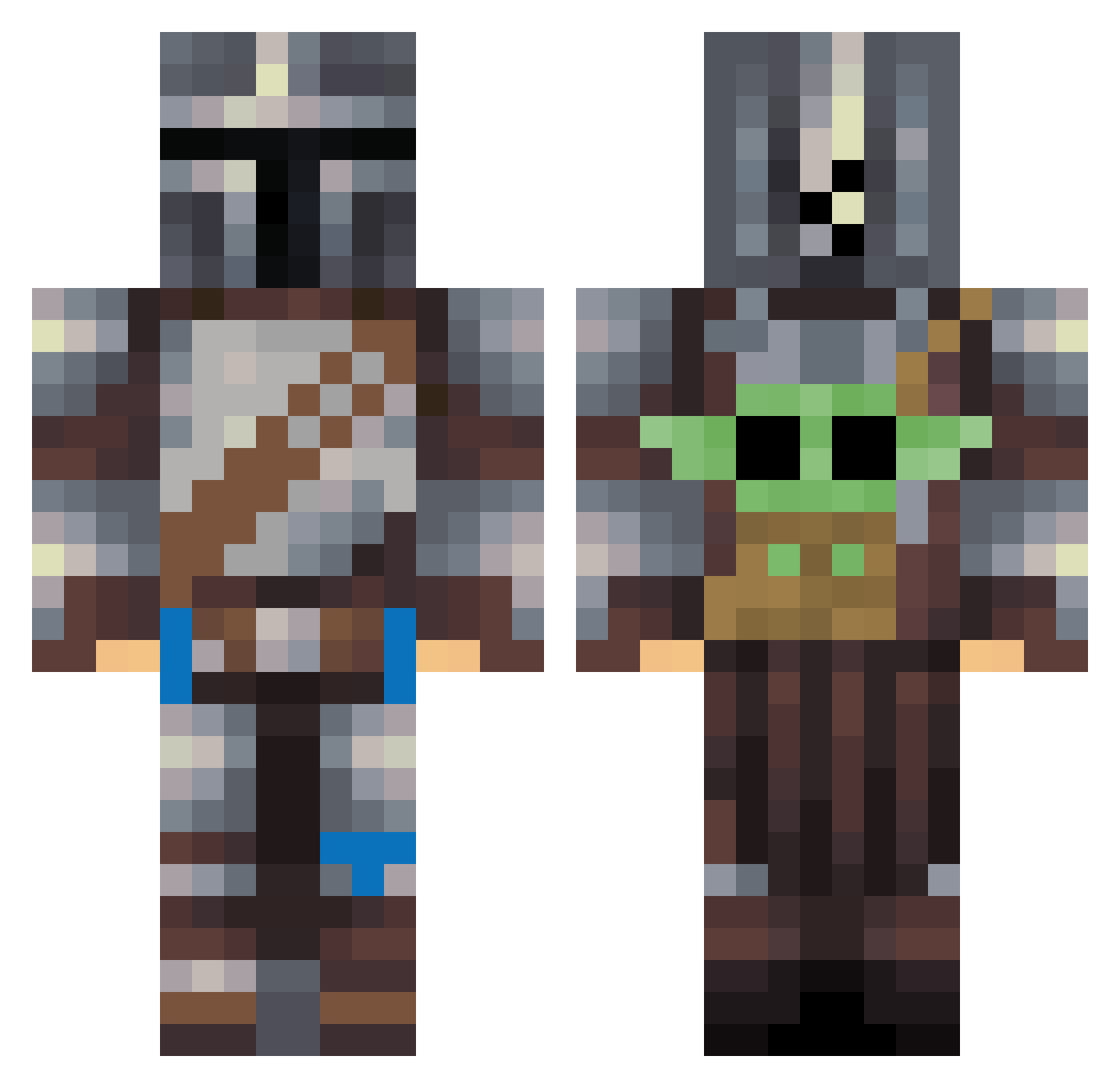 Baxmigilanic Minecraft skin, front and back view
