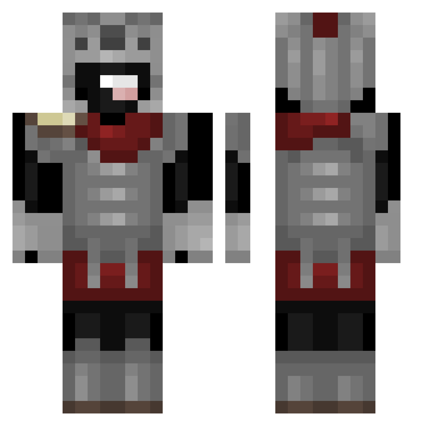WildSpartanz Minecraft skin, front and back view