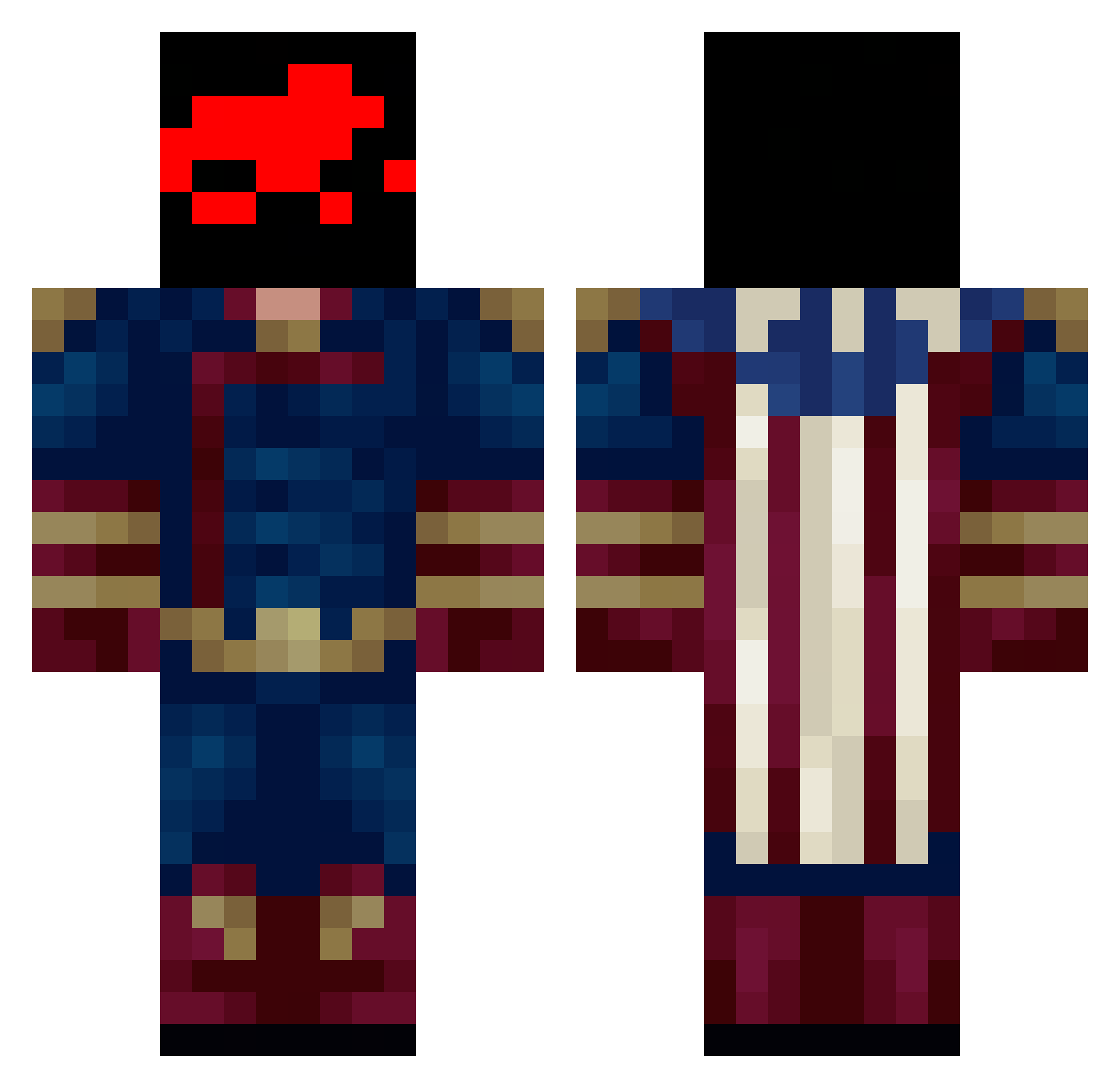 Spinnybob Minecraft skin, front and back view