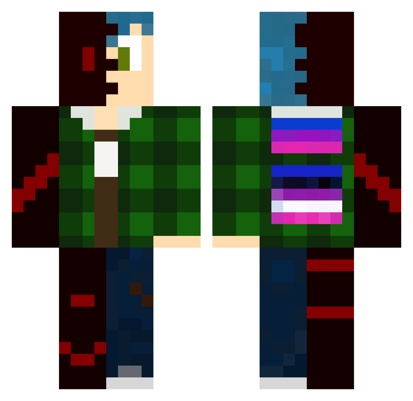 Bi5muthTheBi Minecraft skin, front and back view