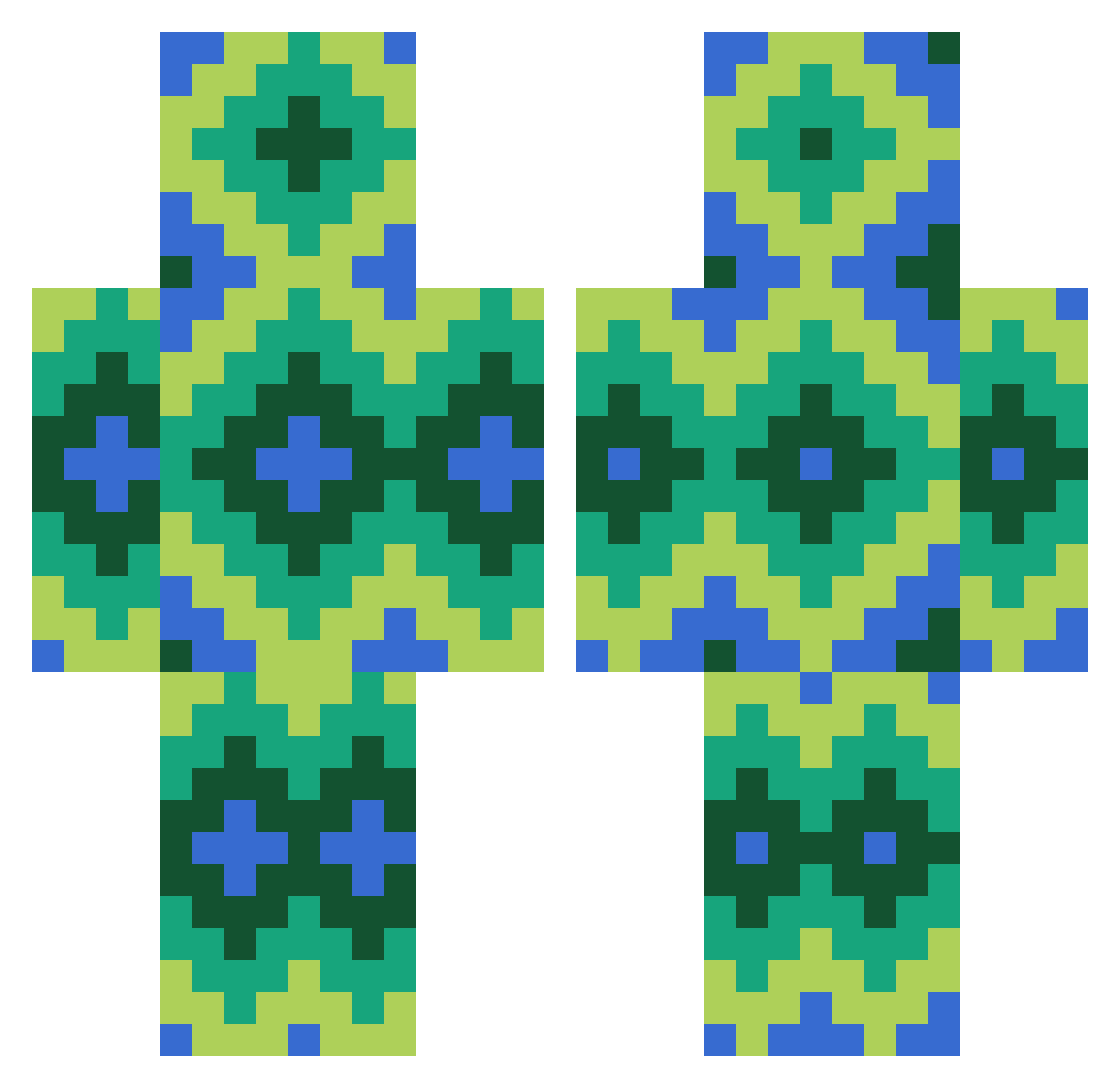 ChemicalBench Minecraft skin, front and back view