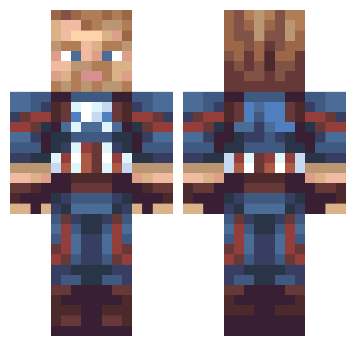 NitroZander Minecraft skin, front and back view