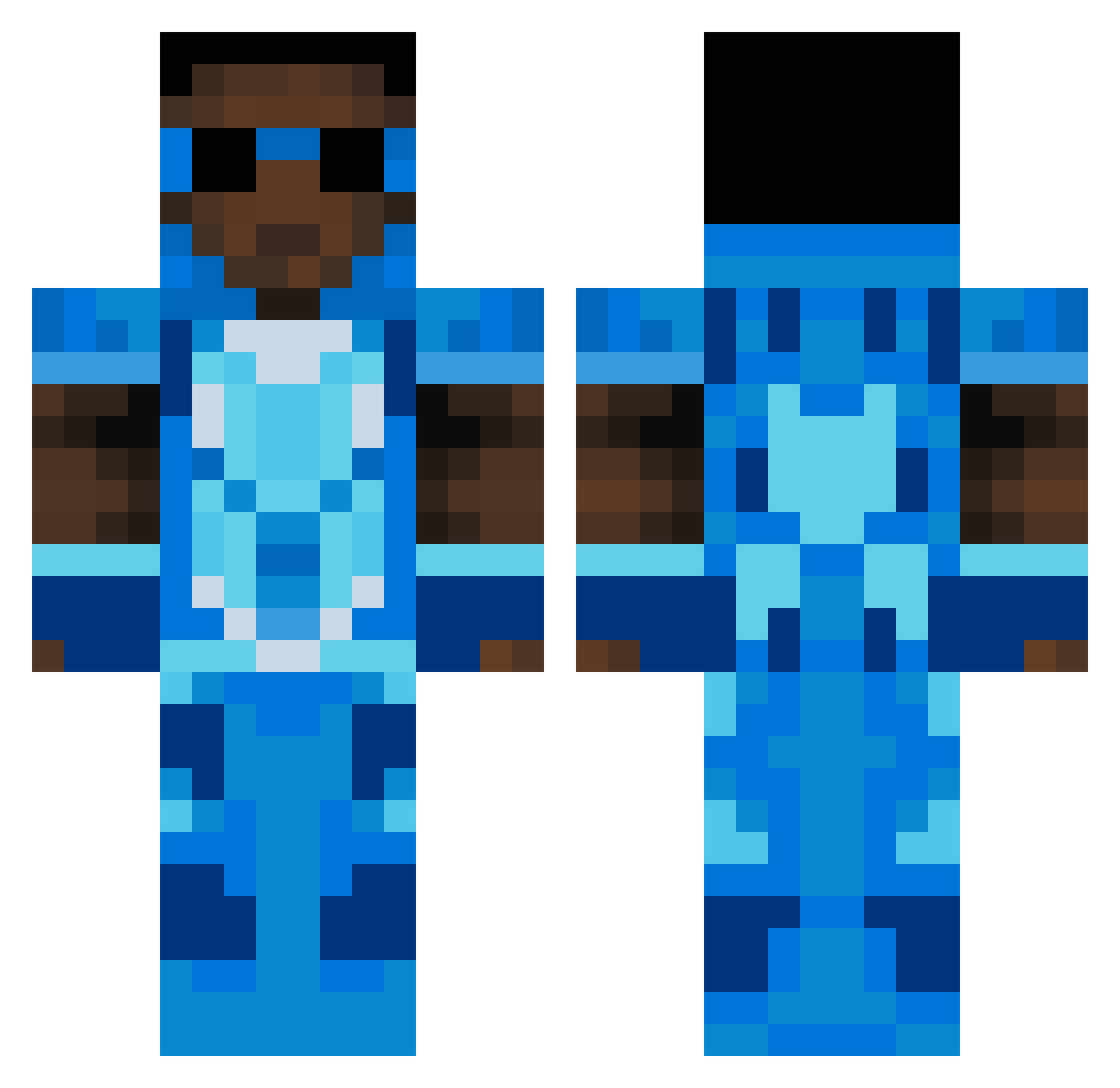 NKXZ Minecraft skin, front and back view
