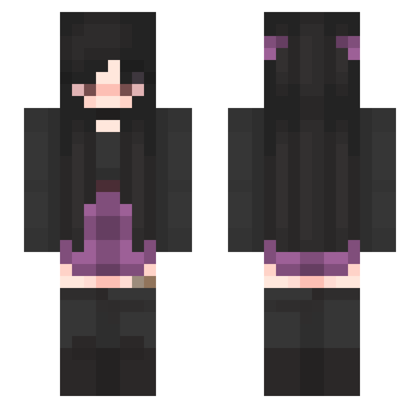 ThtG0thChick Minecraft skin, front and back view