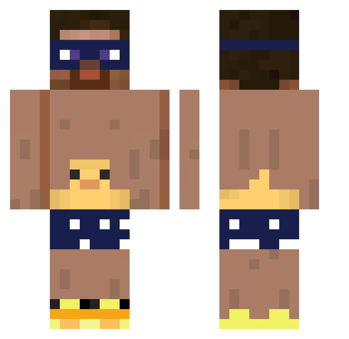 Elmirrr Minecraft skin, front and back view