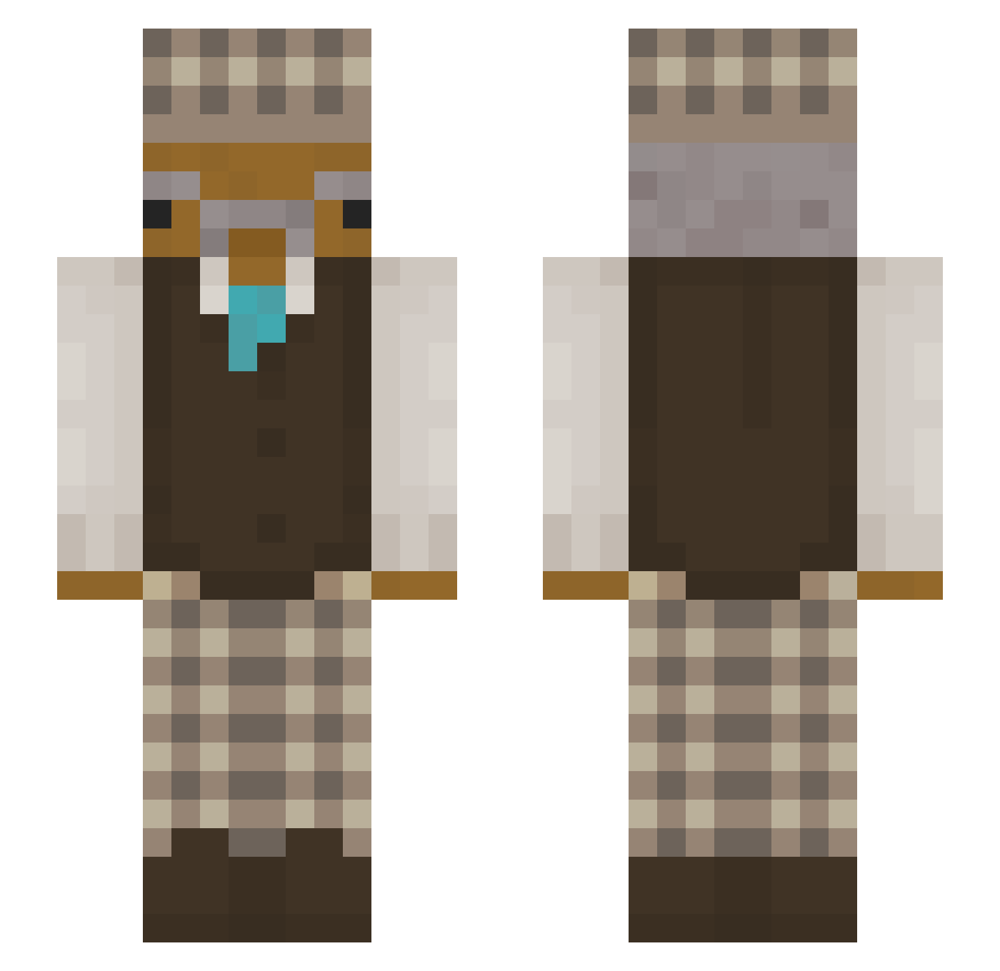 SourSteaky Minecraft skin, front and back view