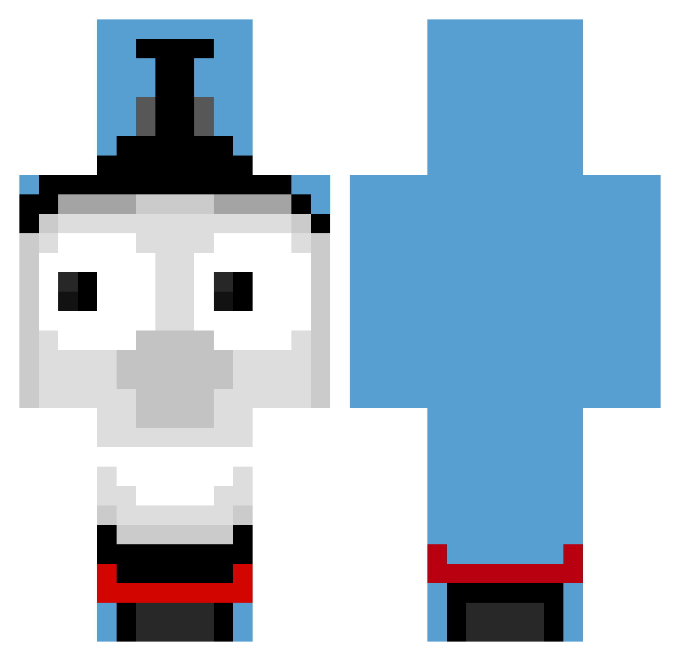 MasterTwerker Minecraft skin, front and back view