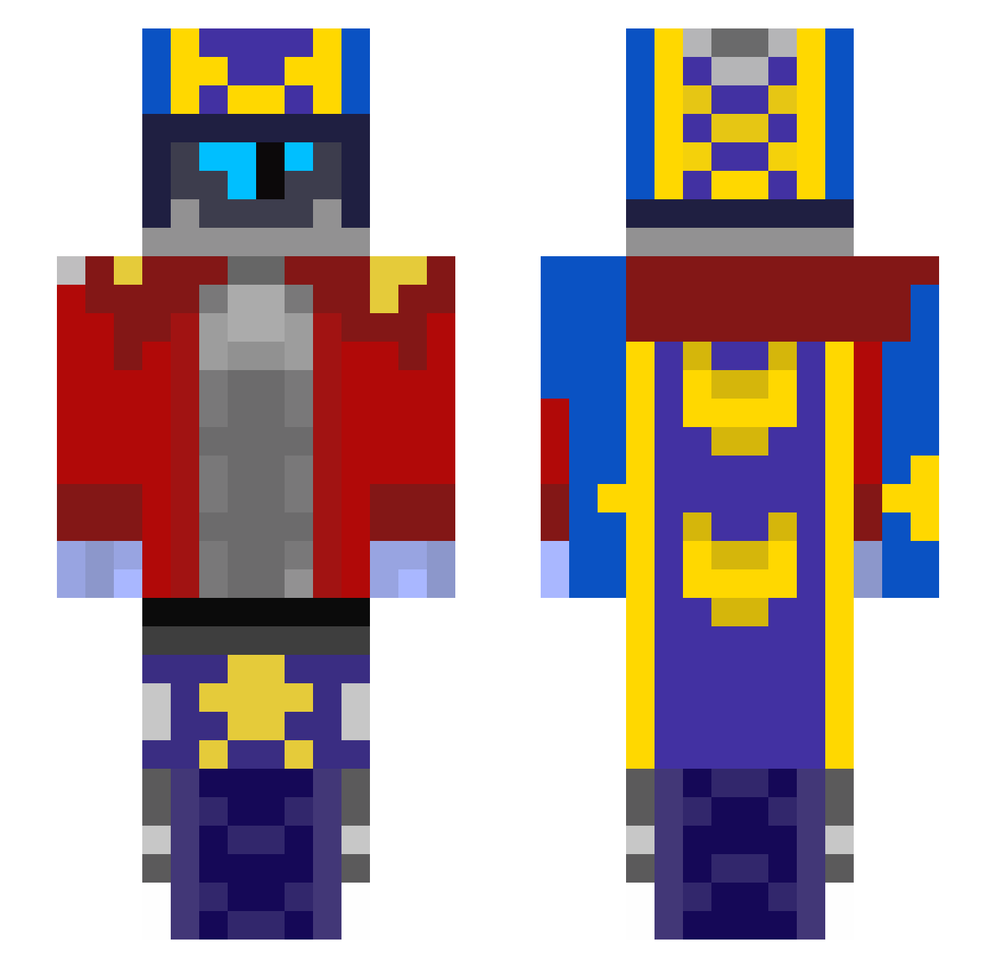 Drdotu Minecraft skin, front and back view
