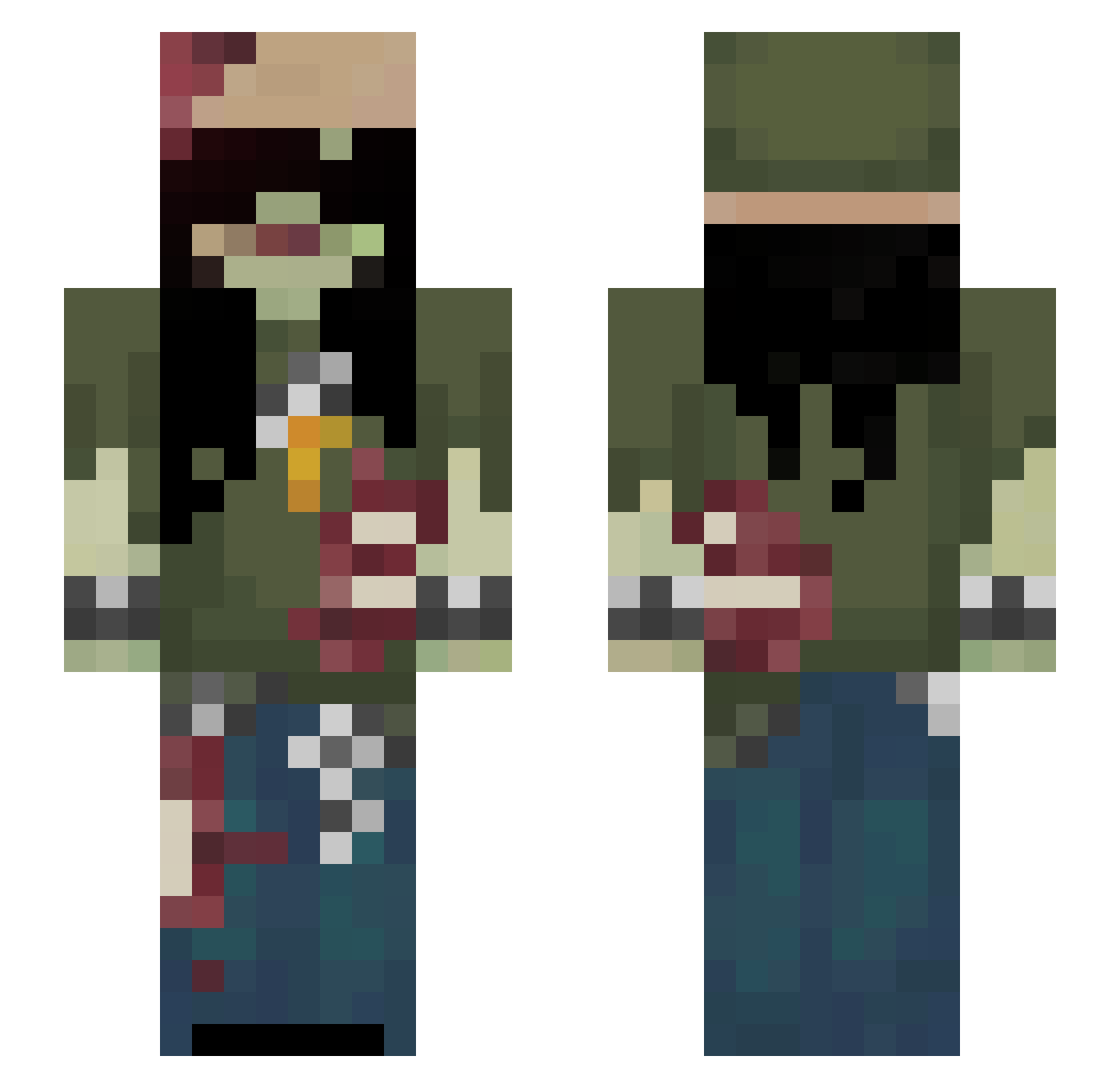 Lilbugster Minecraft skin, front and back view