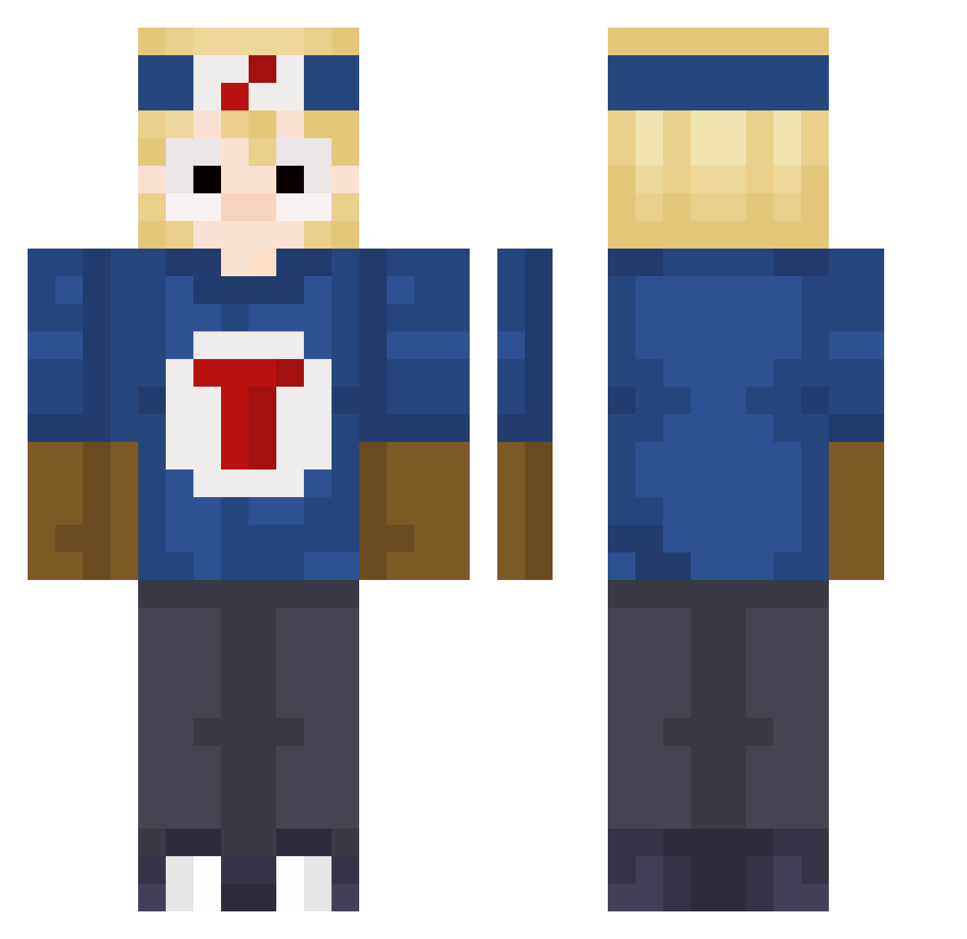 Kverian Minecraft skin, front and back view