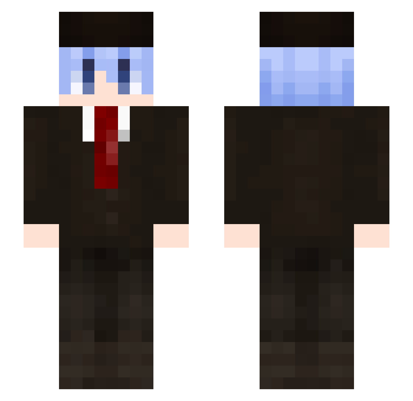 letterqle Minecraft skin, front and back view