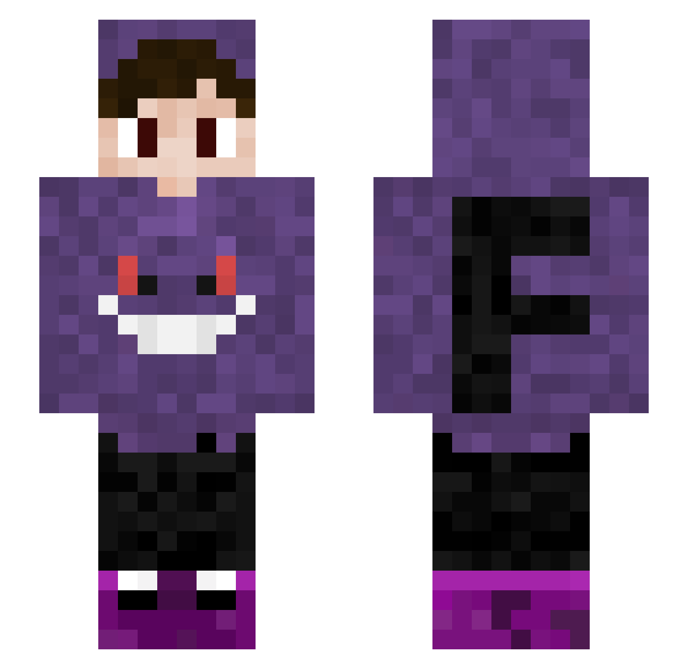 InfySama Minecraft skin, front and back view