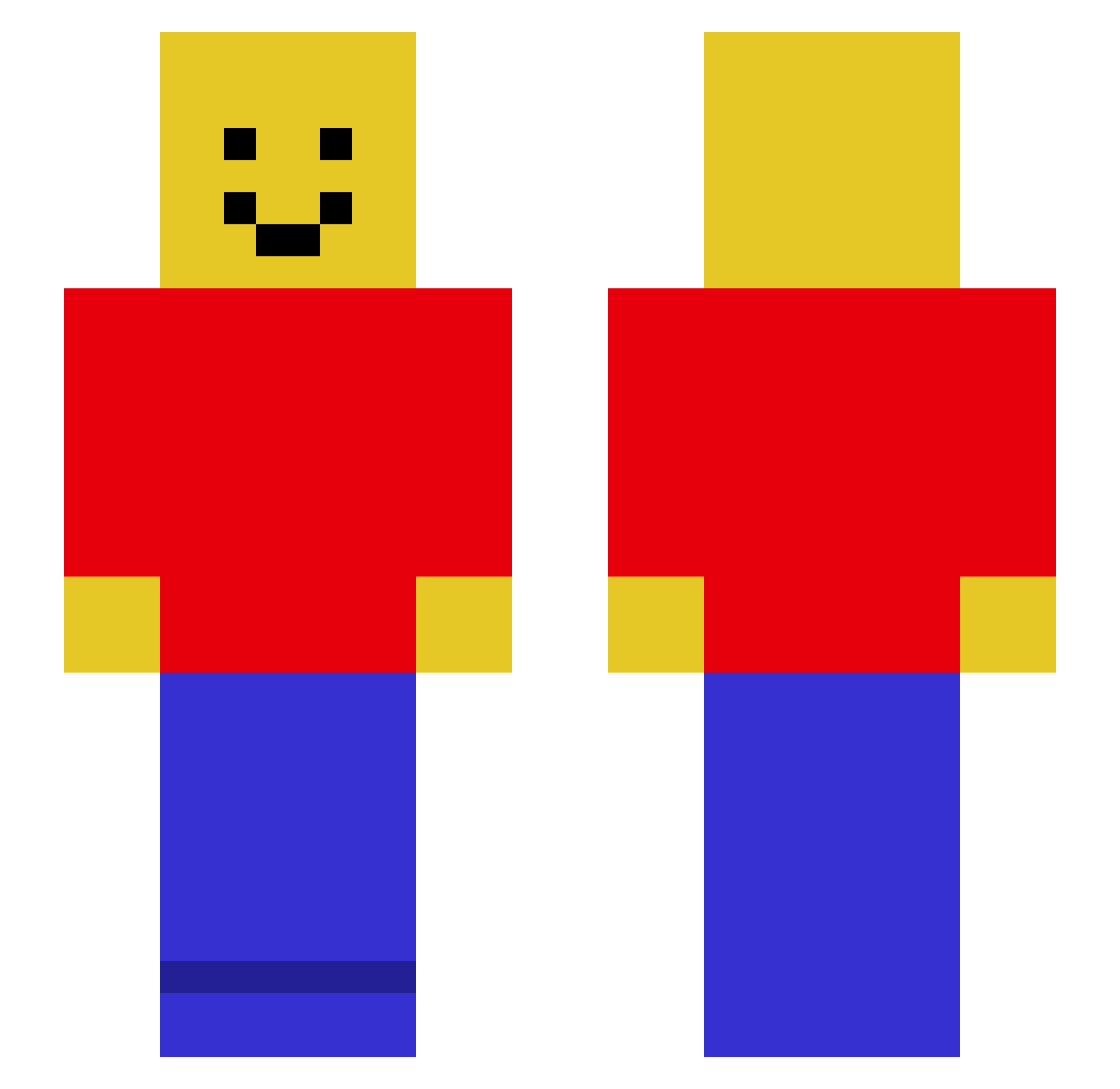 Ministries Minecraft skin, front and back view