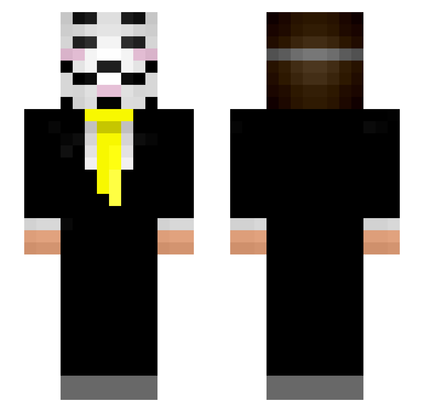 UnicornNeverMad Minecraft skin, front and back view