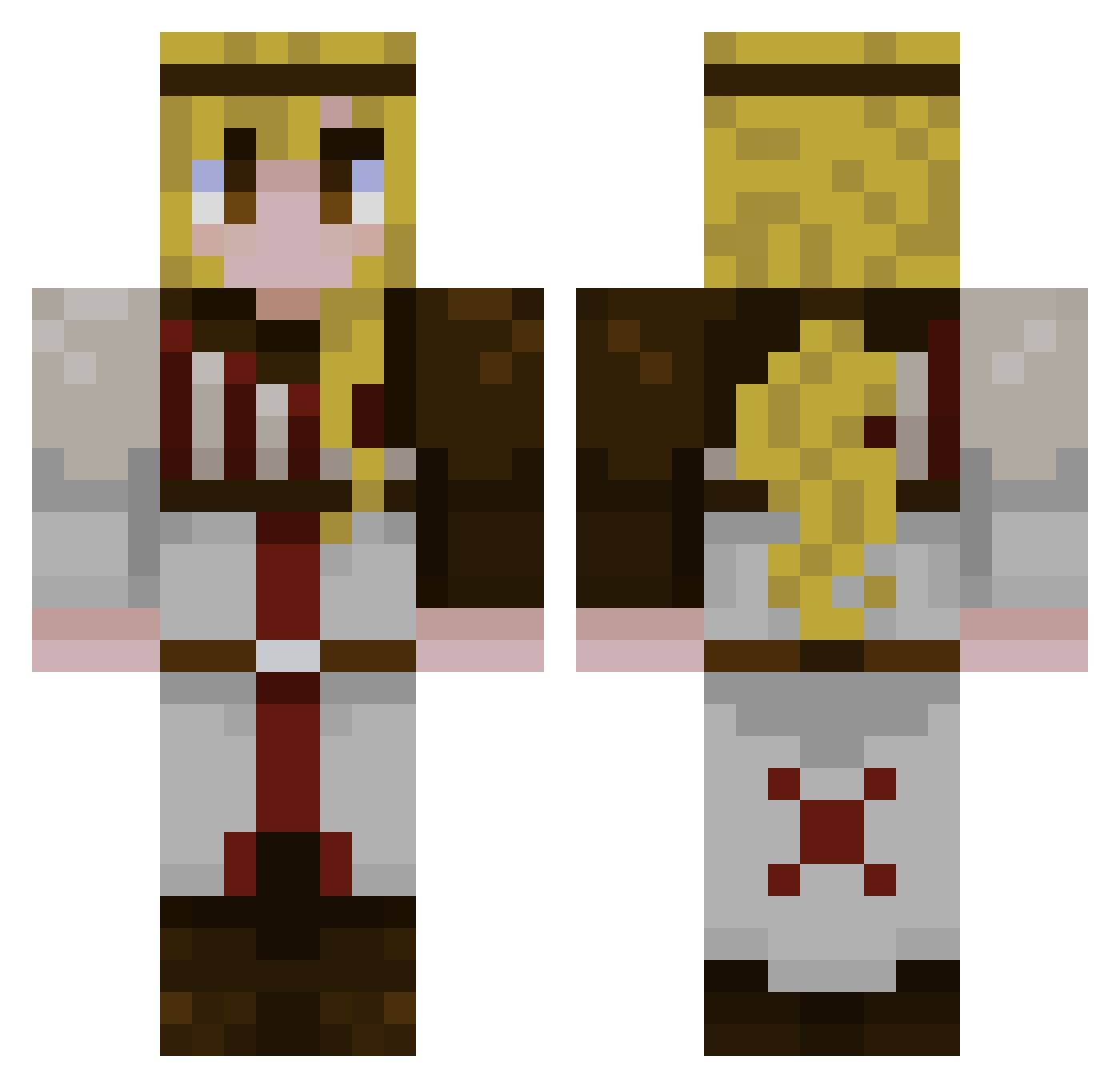 Hrn1 Minecraft skin, front and back view