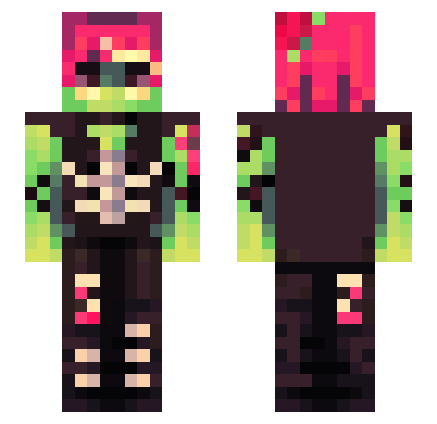 ArcadeAnarchy Minecraft skin, front and back view