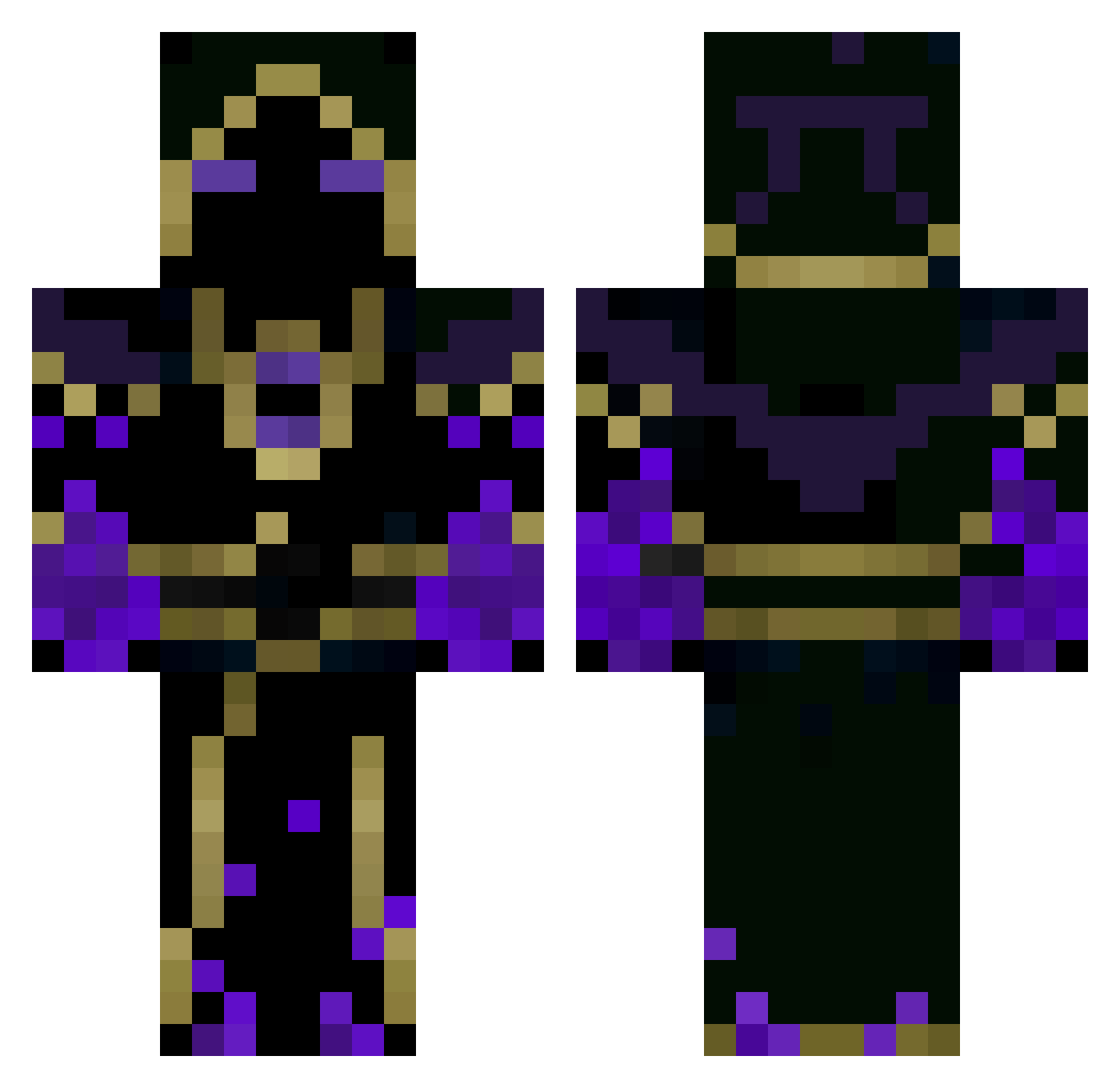 Irots Minecraft skin, front and back view