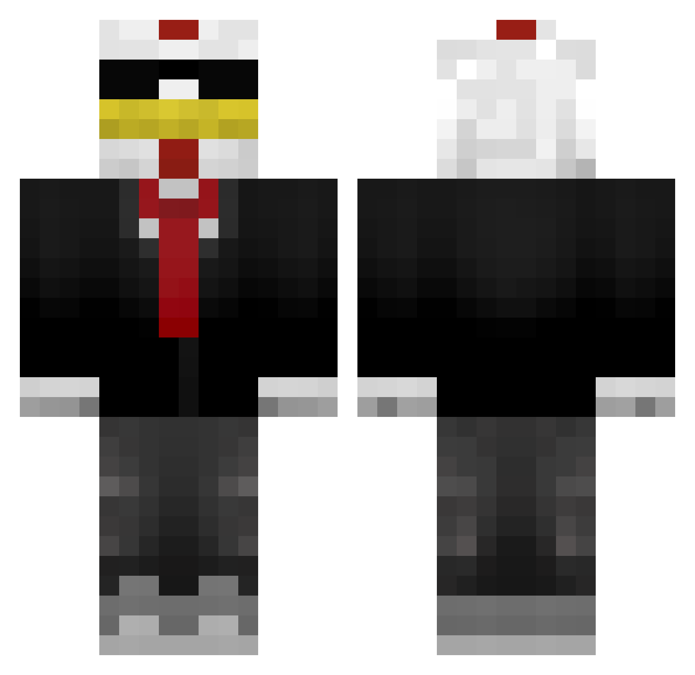 Goperty Minecraft skin, front and back view