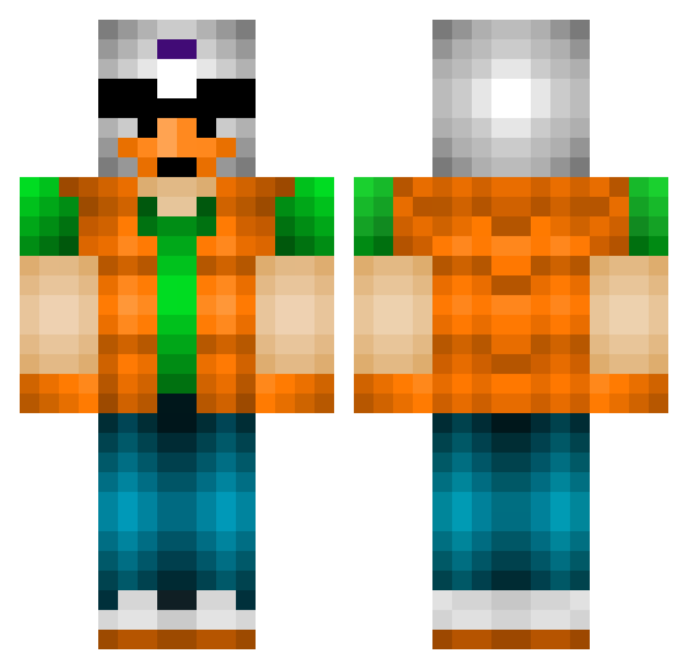 prepr Minecraft skin, front and back view
