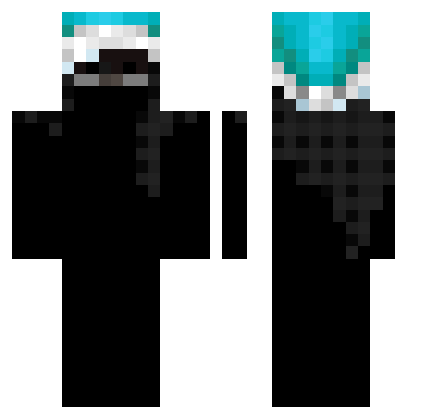 Sinistres Minecraft skin, front and back view