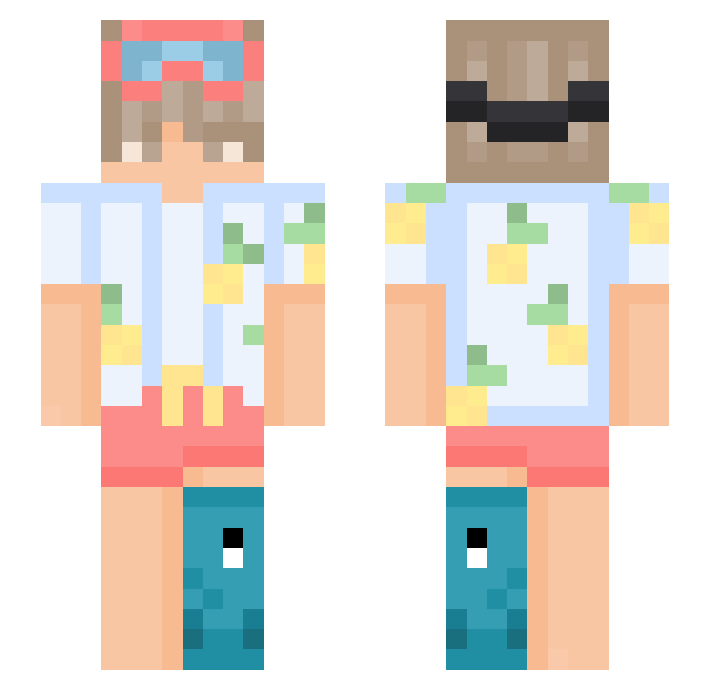 oKhax Minecraft skin, front and back view