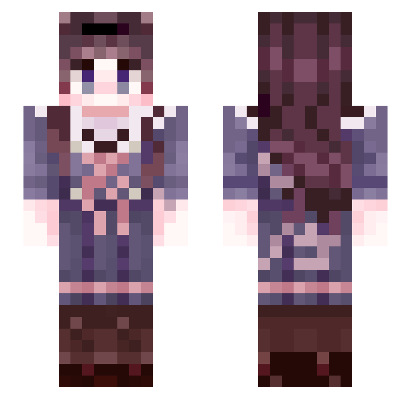 DeboraNBlue Minecraft skin, front and back view